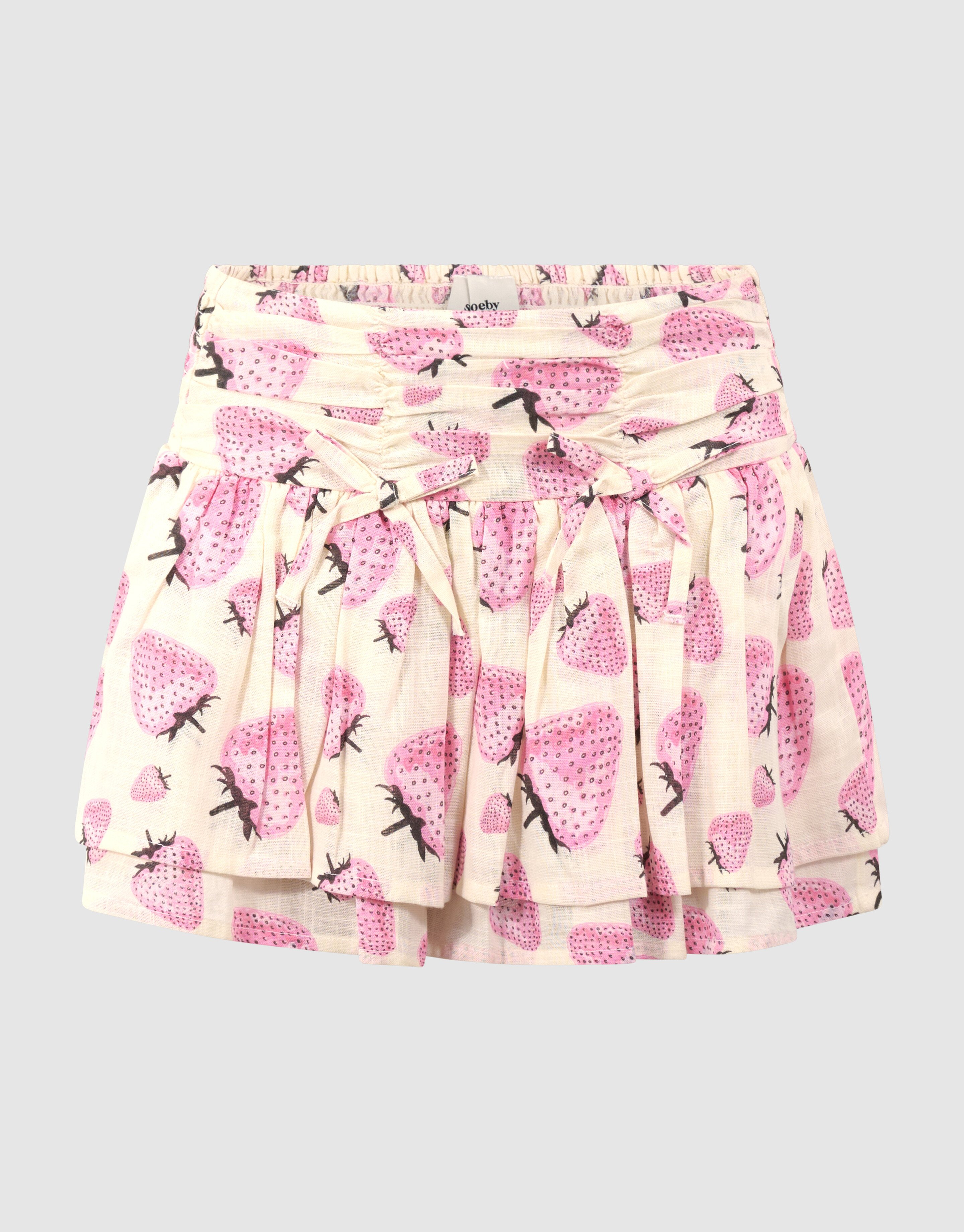 Strawberry Print Mini Rok Gebroken Wit SHOEBY GIRLS