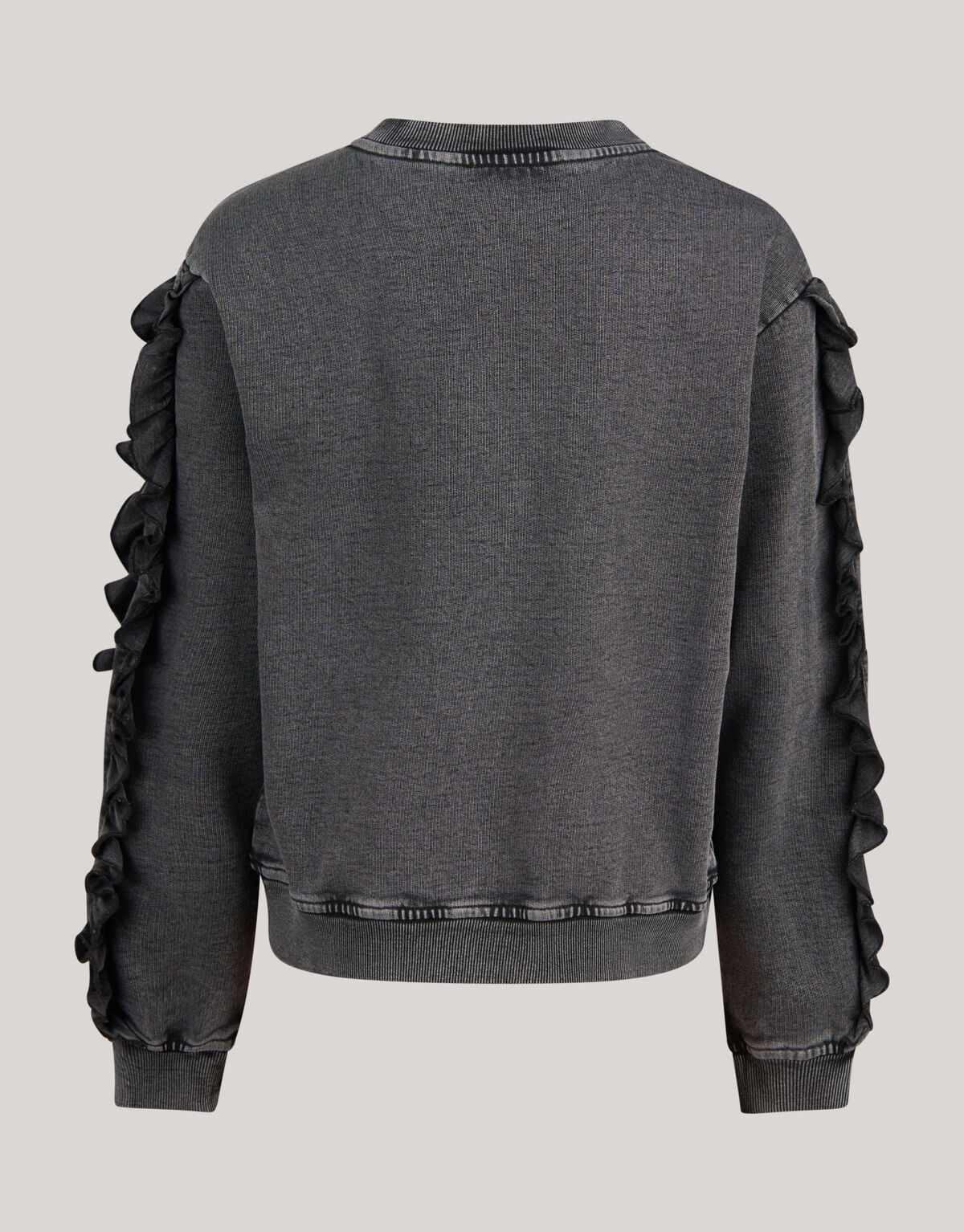 Ruffle Embroidery Sweater Donkergrijs SHOEBY GIRLS