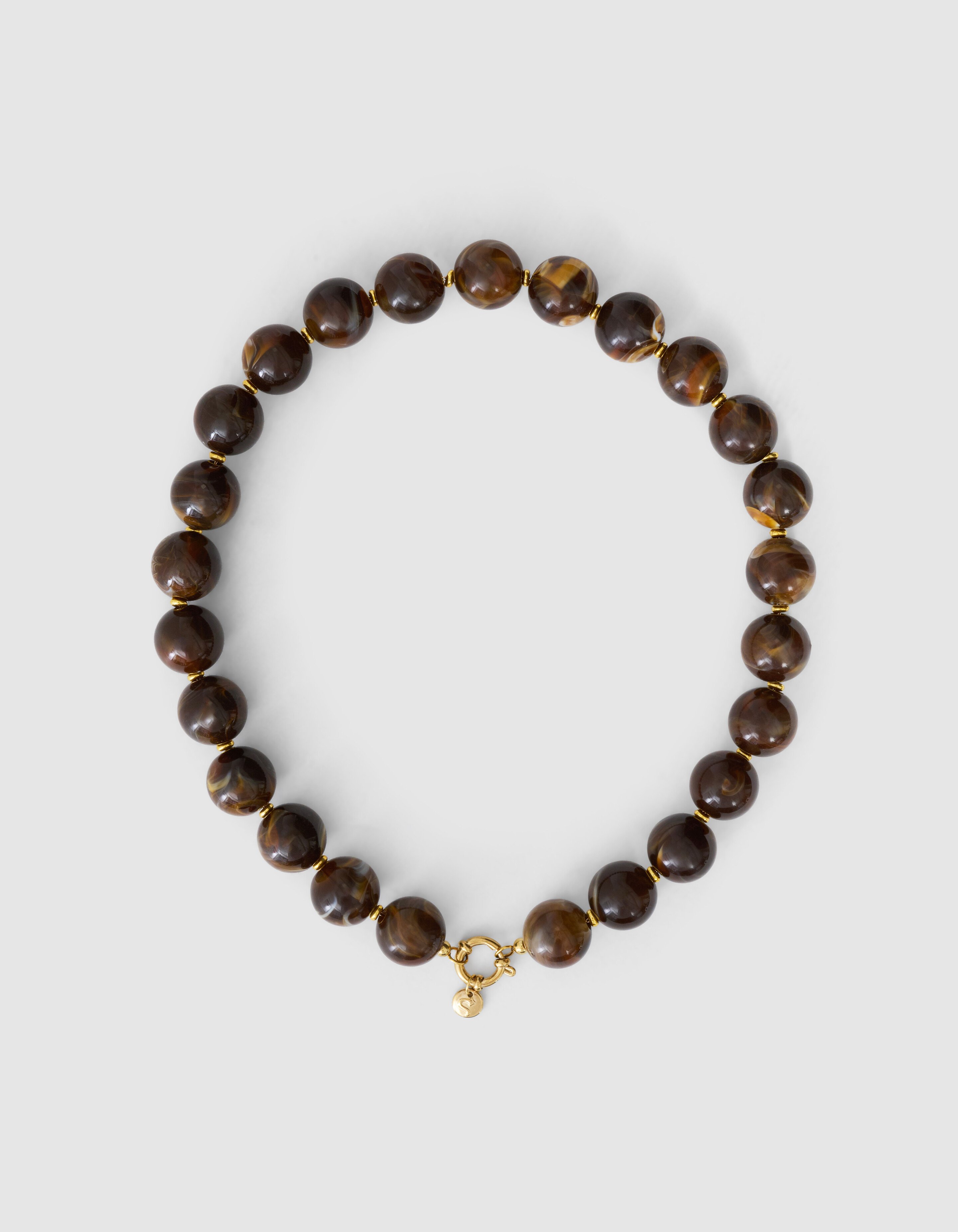 Ronde Beaded Ketting Bruin SHOEBY ACCESSOIRES