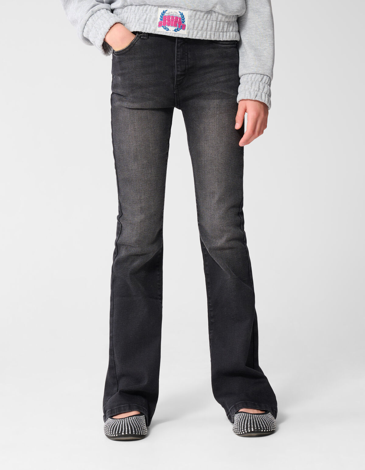 Flared Denim Jeans Zwart SHOEBY GIRLS