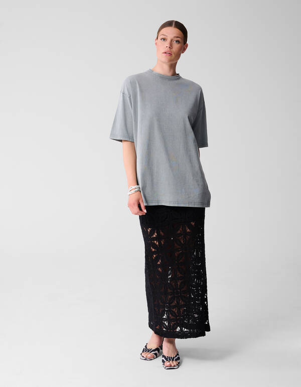 Oversized Washed T-shirt Lichtgrijs SHOEBY WOMEN