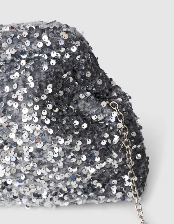 Sequin Clutch Zilver SHOEBY ACCESSOIRES