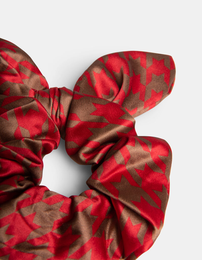 Pied De Poule Bow Scrunchie