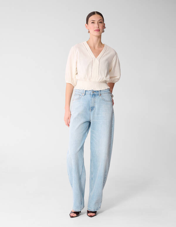 Tape Cropped Top Gebroken Wit SHOEBY WOMEN
