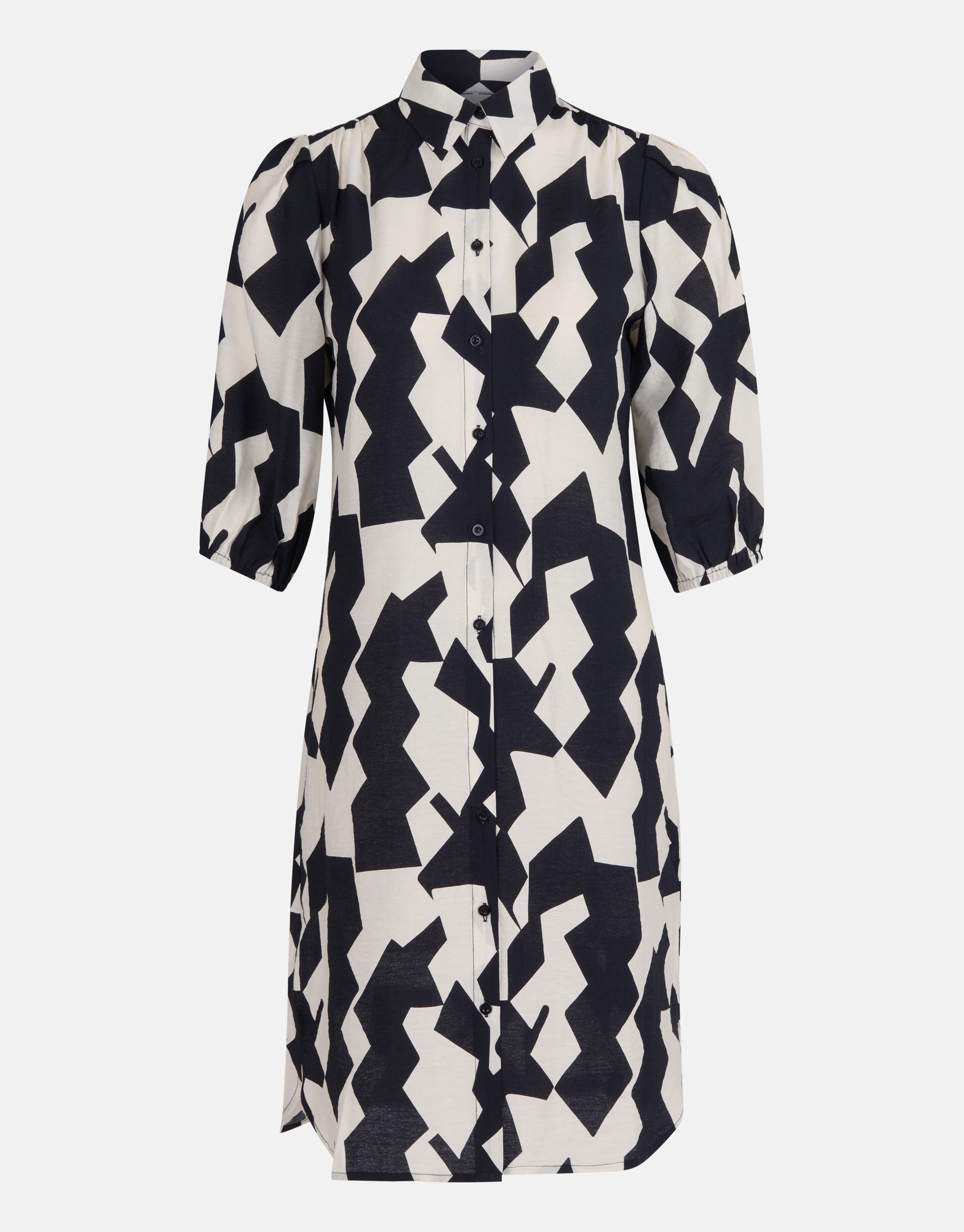 Grafische Overhemd Jurk Zwart/Wit SHOEBY WOMEN