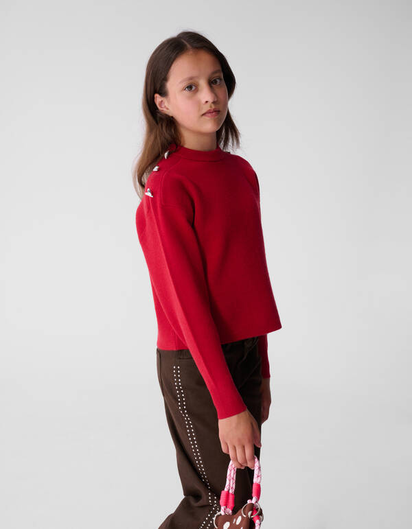 Fancy Button Trui Rood SHOEBY GIRLS