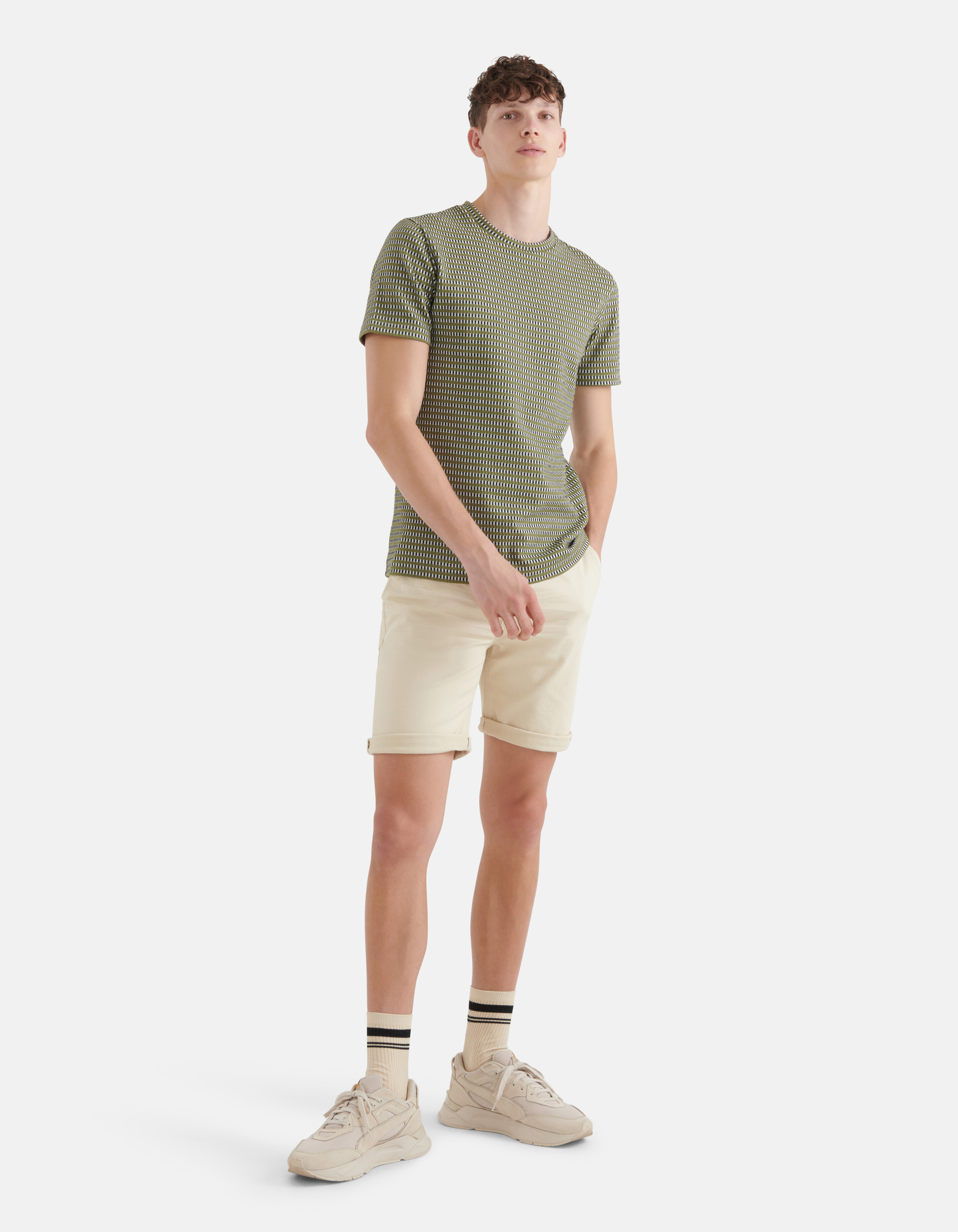 Structuur T-shirt Donkergroen SHOEBY MEN