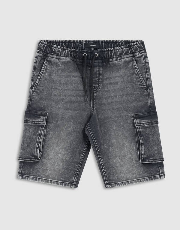 Denim Cargo Short Donkergrijs SHOEBY BOYS