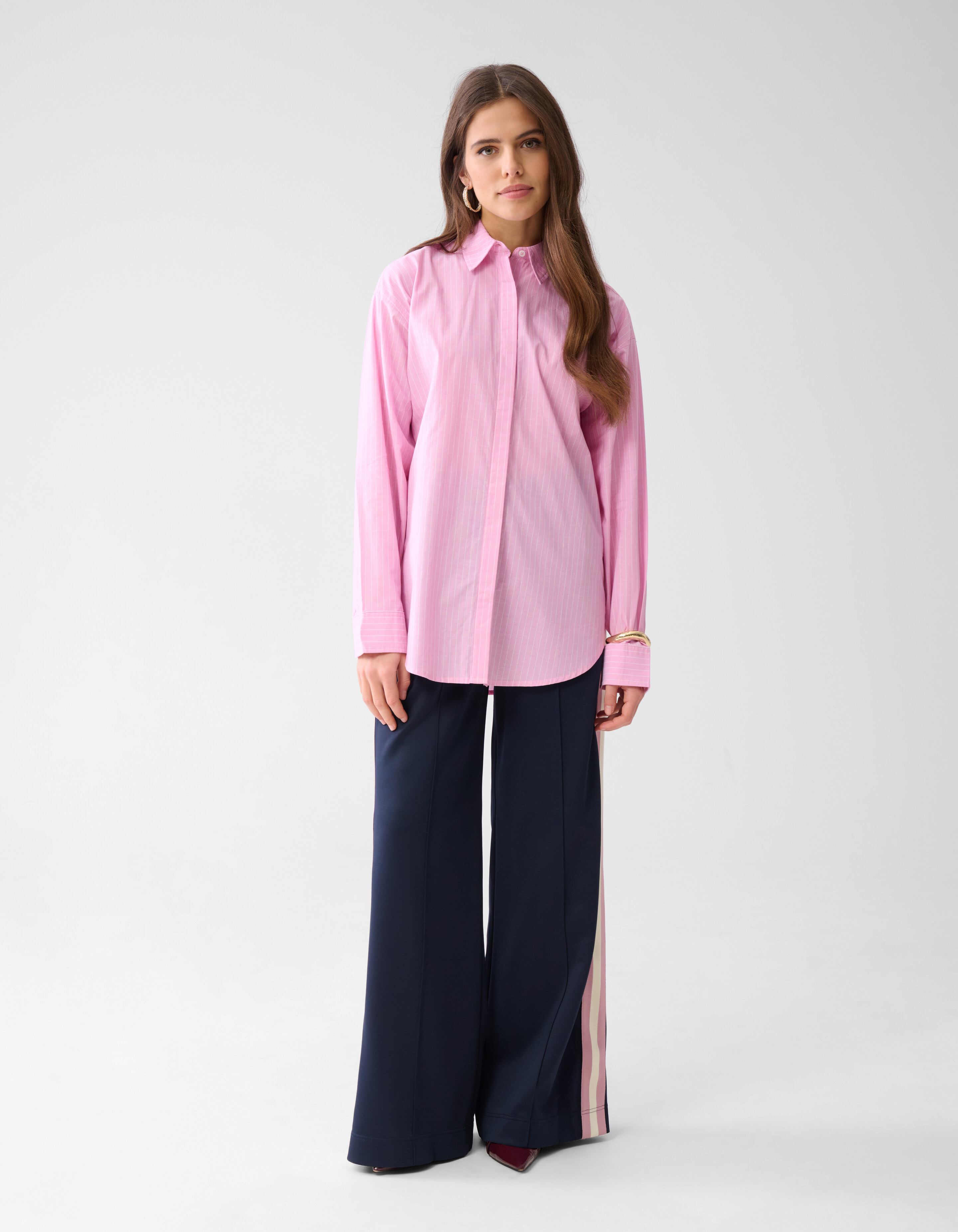 Pinstripe Poplin Blouse Roze SHOEBY WOMEN
