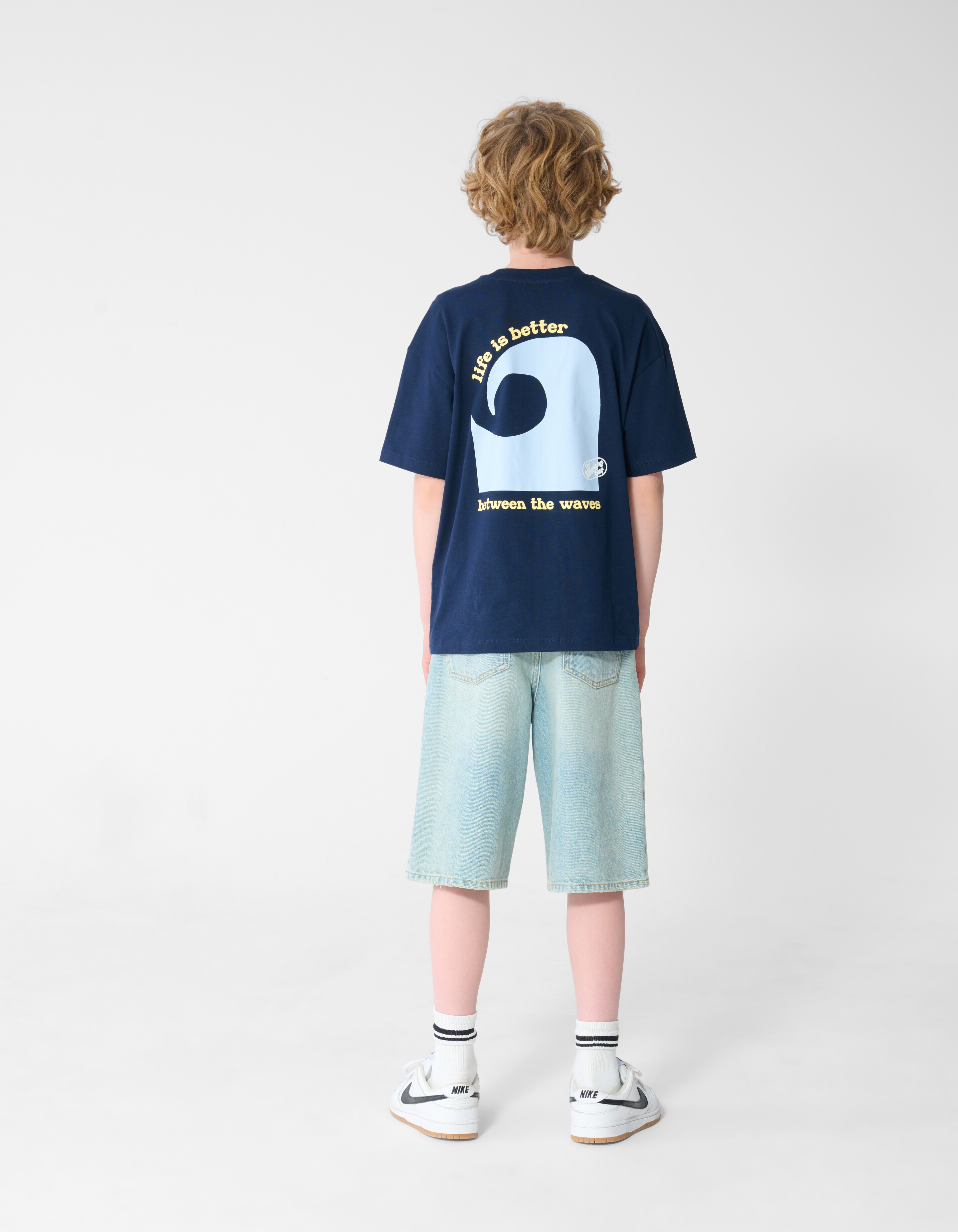 Oversized Waves Artwork T-shirt Donkerblauw SHOEBY BOYS