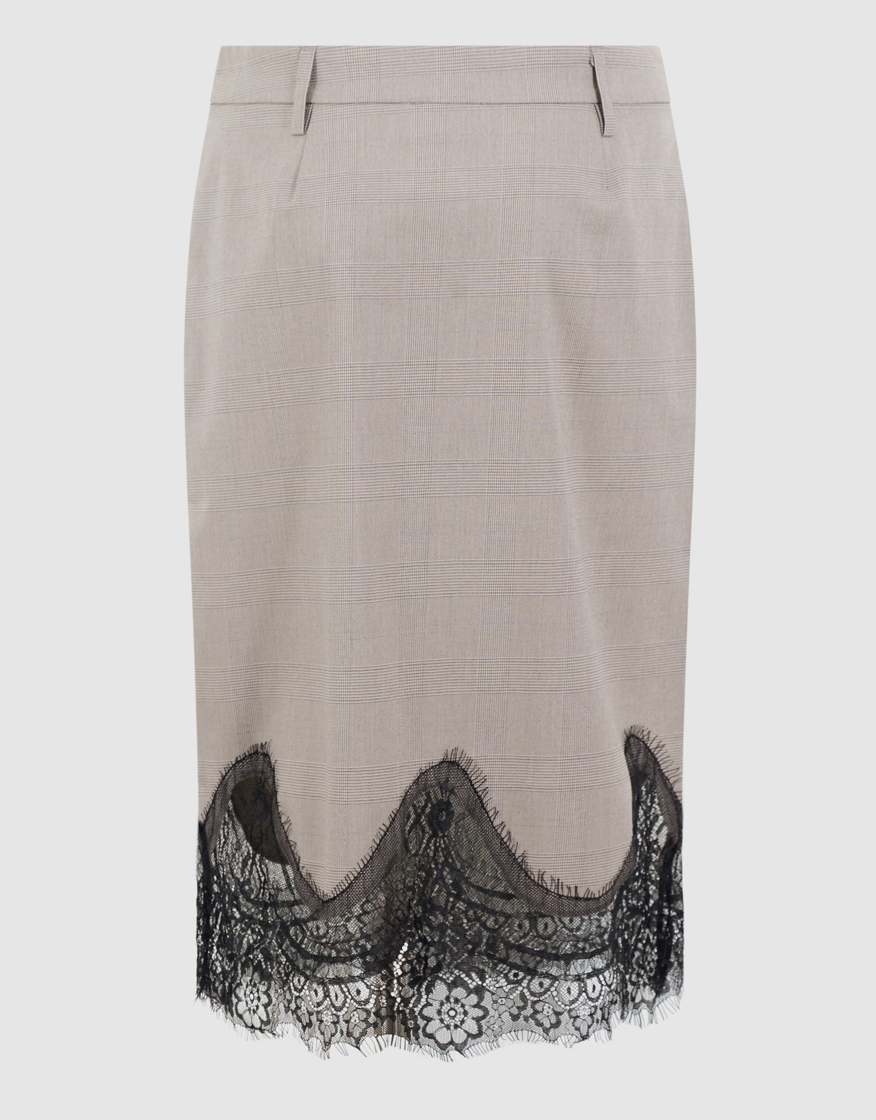 Kanten Ruiten Midi Rok Lichtgrijs SHOEBY WOMEN