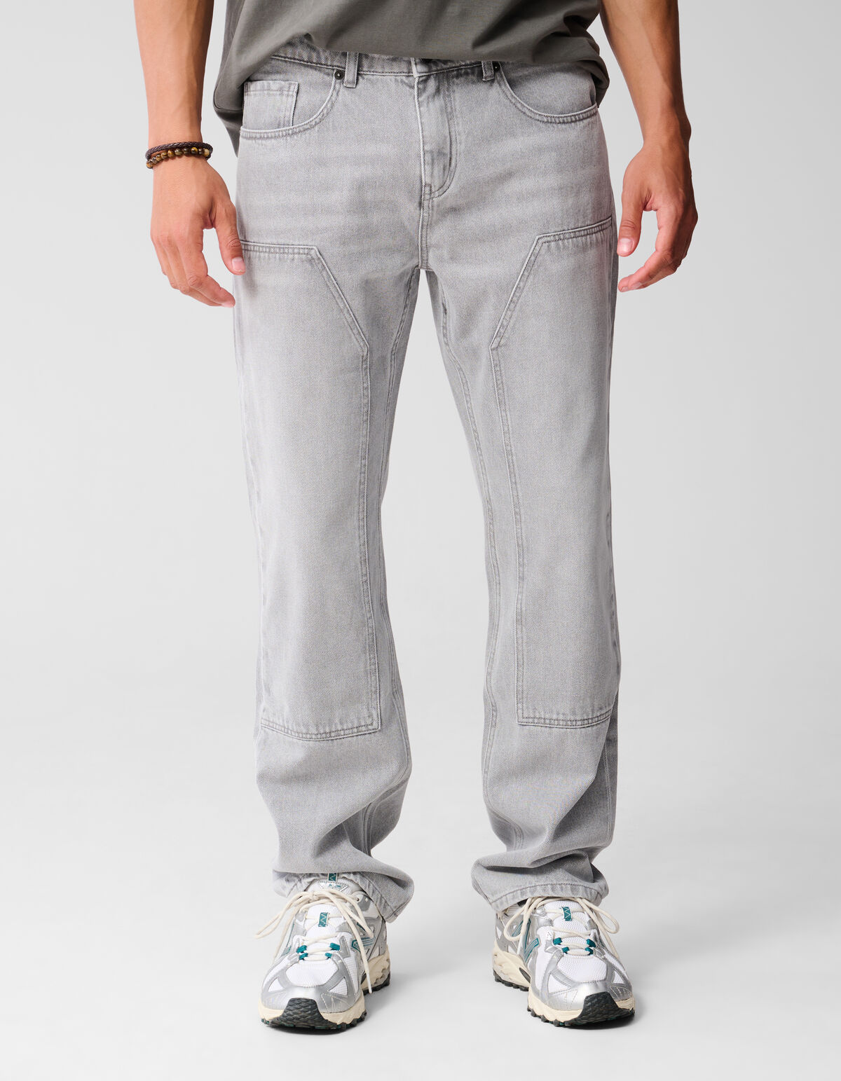 Loose Tapered Fit Jeans Lichtgrijs SHOEBY MEN