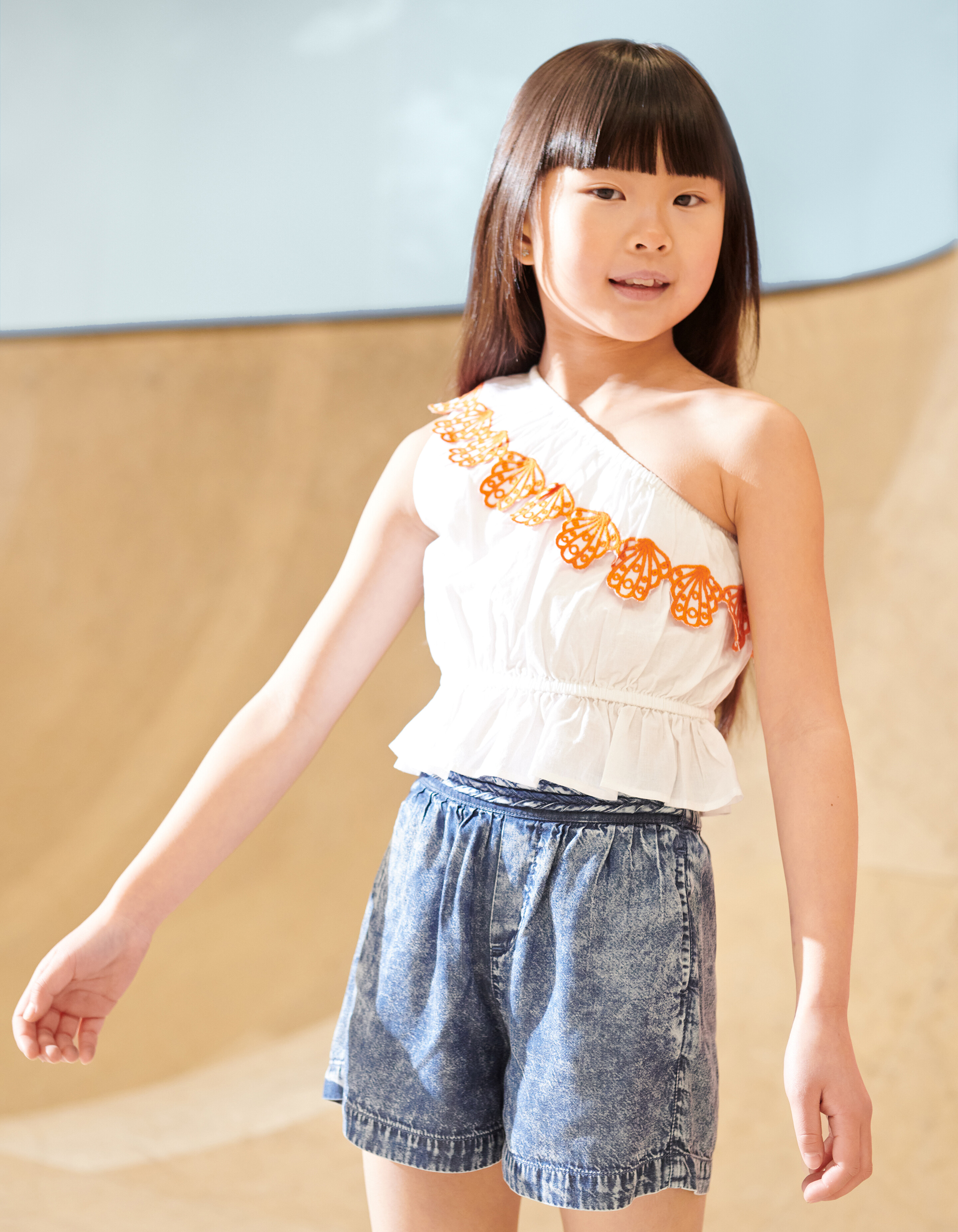 Embroidery Crop Top Wit SHOEBY GIRLS