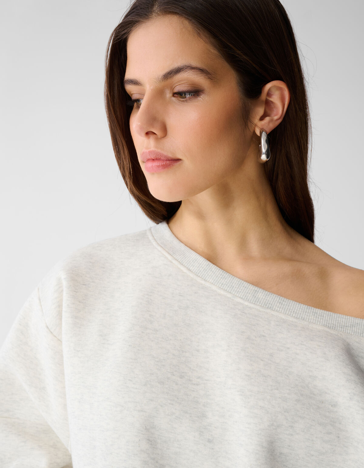 Oversized One Shoulder Sweater Lichtgrijs SHOEBY WOMEN