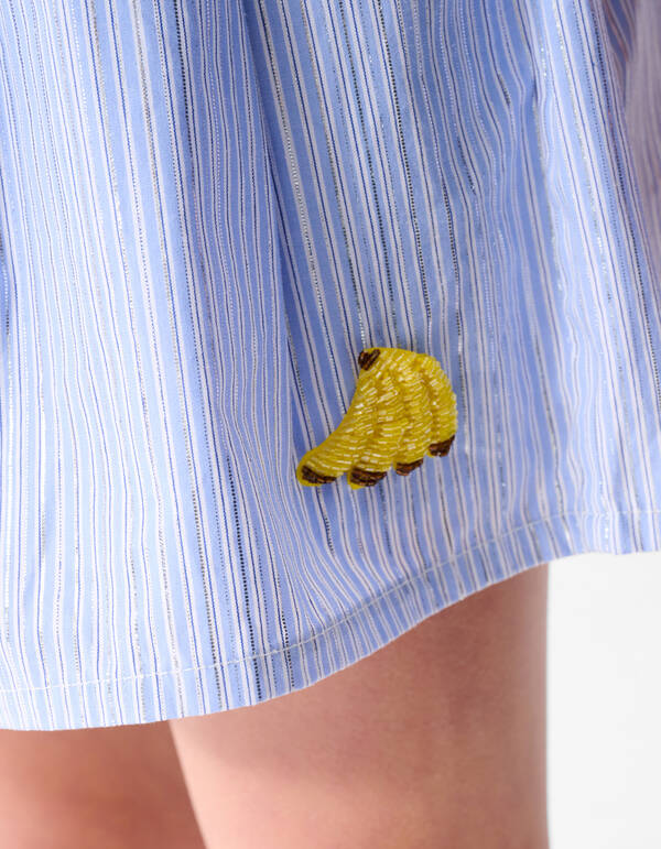 Pinstripe Banana Artwork Short Blauw SHOEBY GIRLS