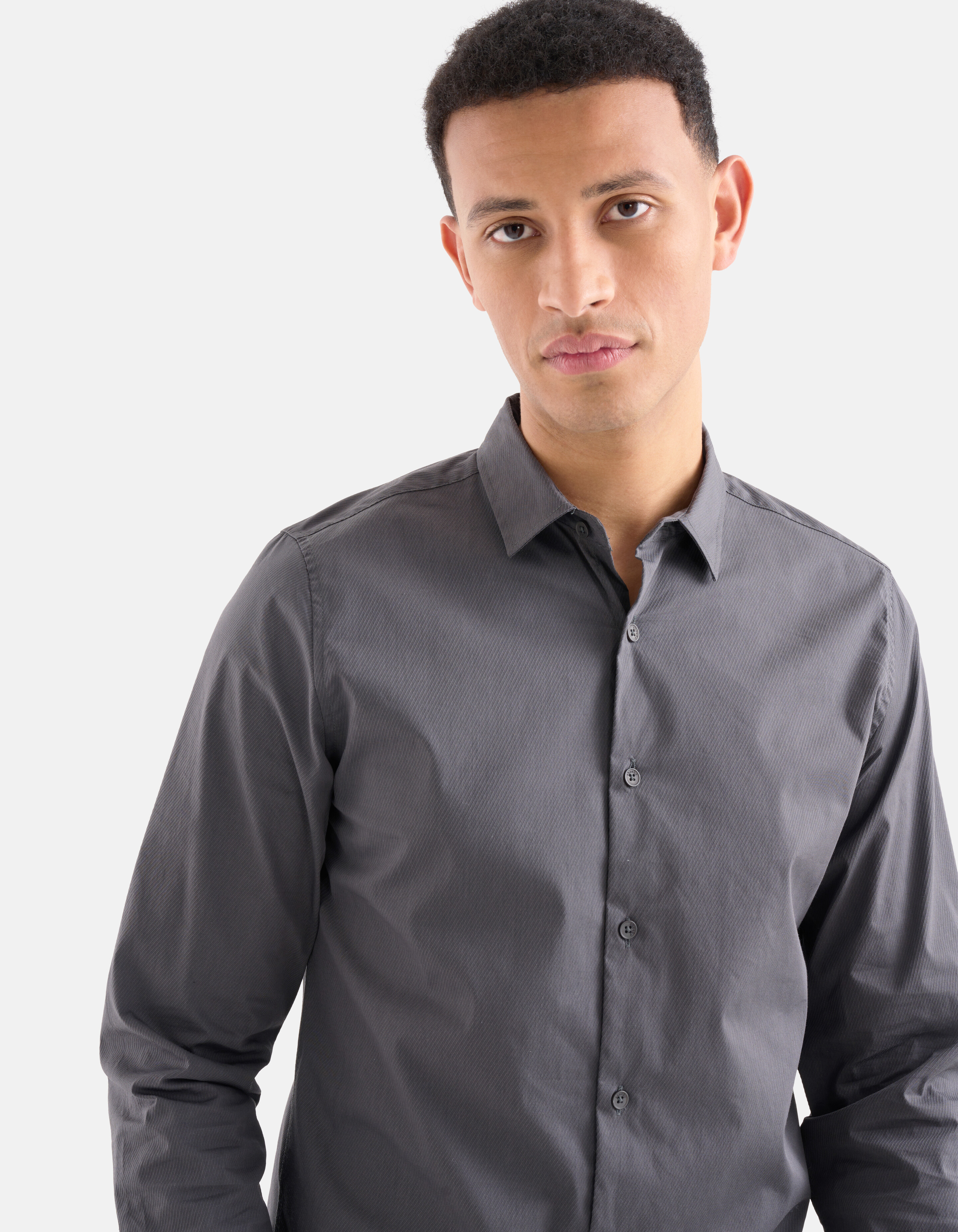 Diagonaal Overhemd Donkergrijs SHOEBY MEN