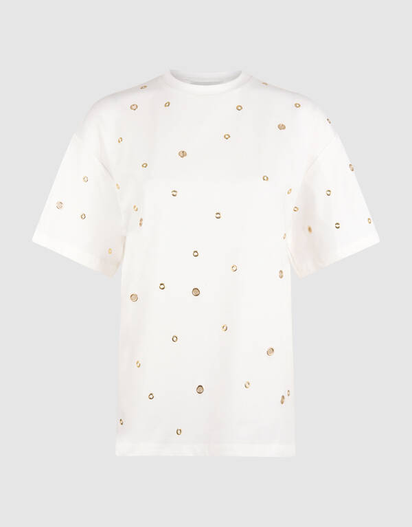 Oversized Eyelet T-shirt Wit SHOEBY WOMEN