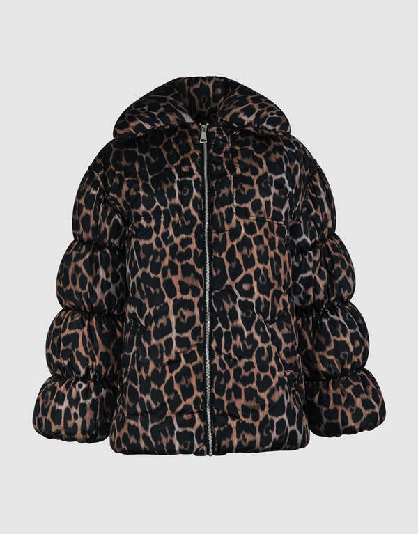 Leopard Puffer Jas Bruin SHOEBY WOMEN