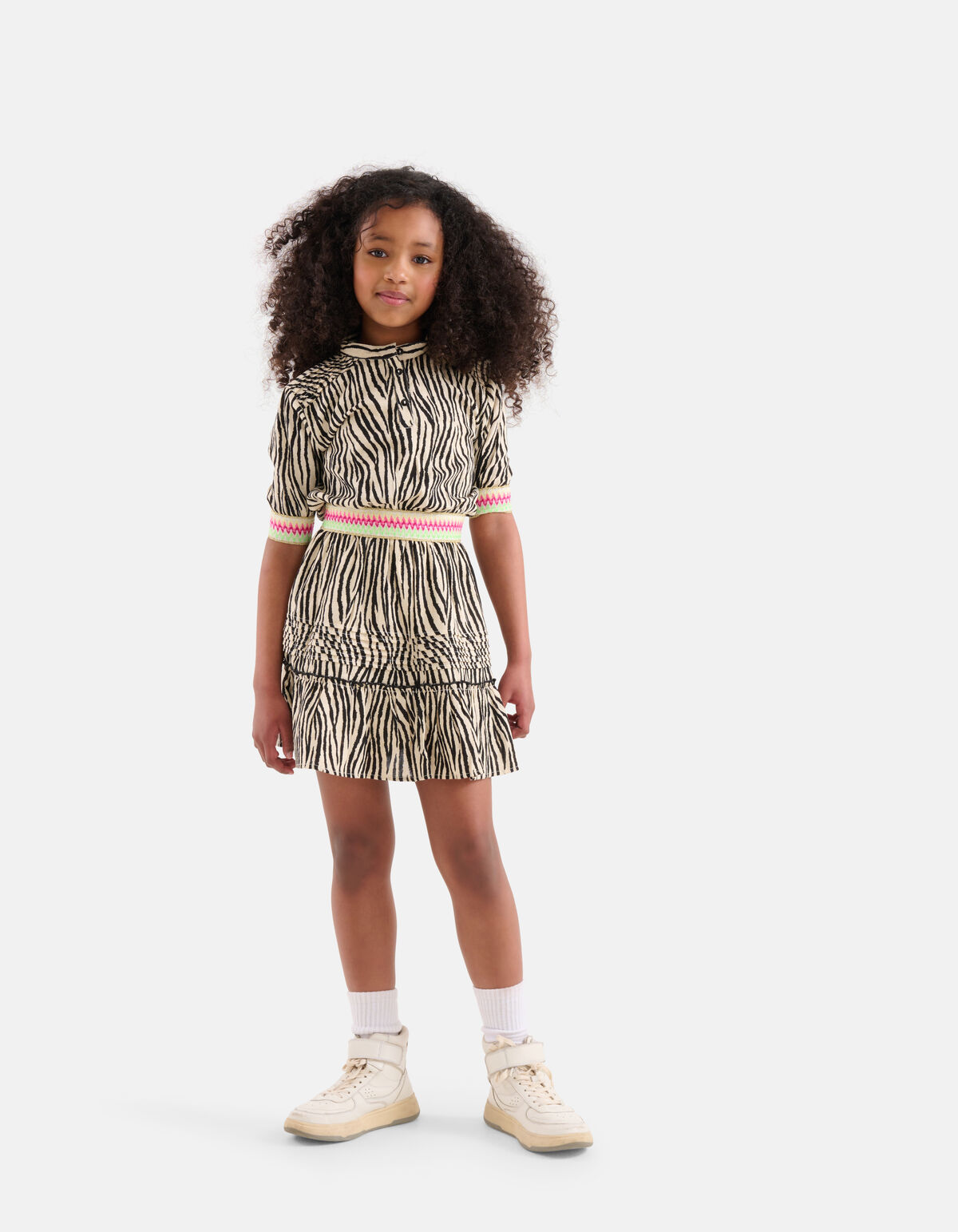 Zebra Print Jurk Zwart/Gebroken Wit SHOEBY GIRLS