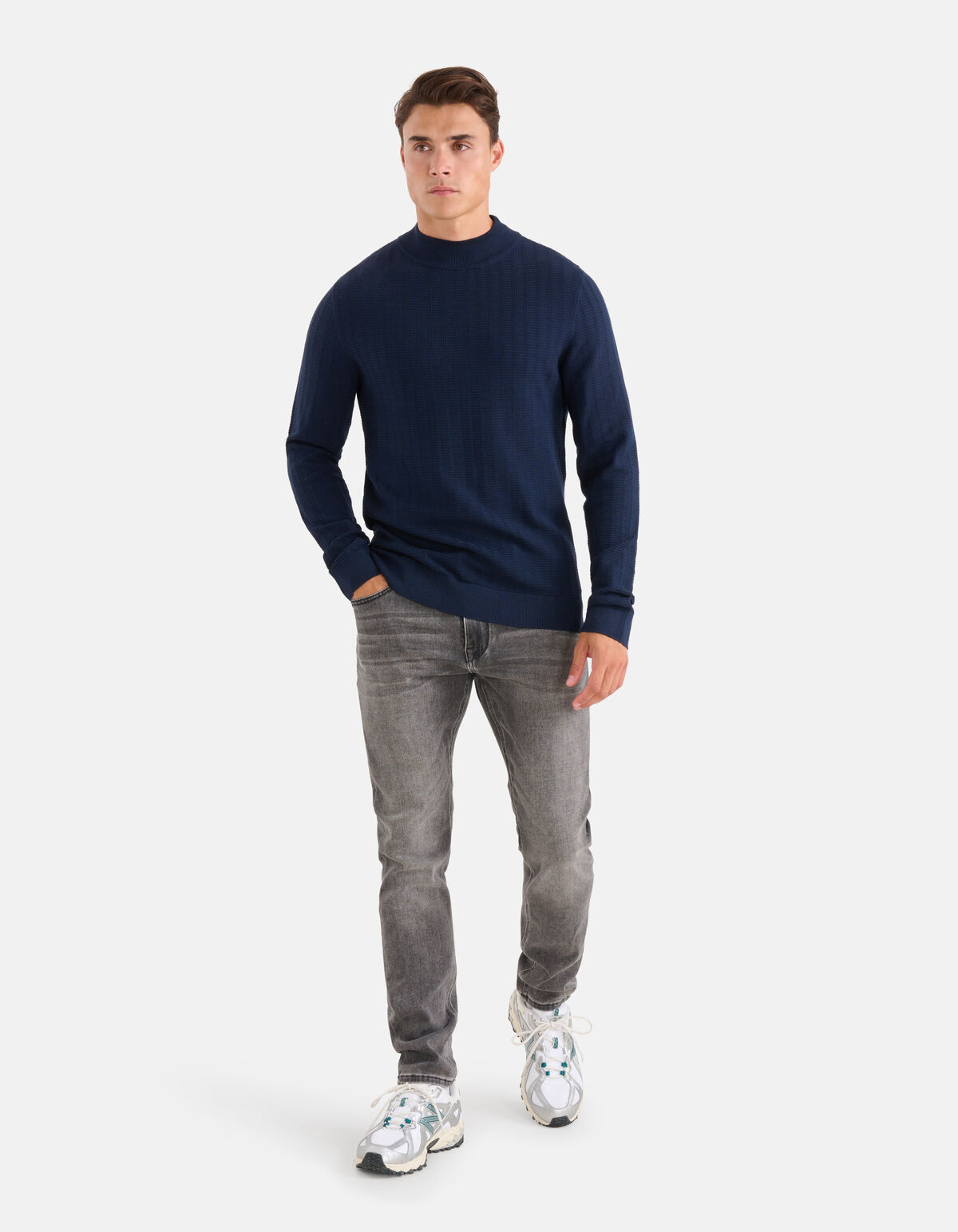 Structuur Trui Donkerblauw SHOEBY MEN