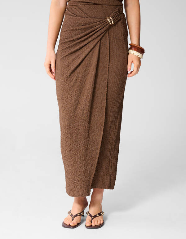 Crinkle Maxi Rok Bruin SHOEBY WOMEN