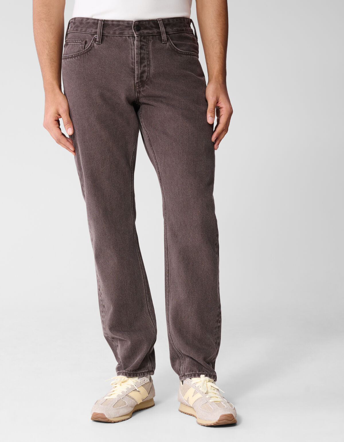 Straight Fit Broek Washed Donkerbruin SHOEBY MEN