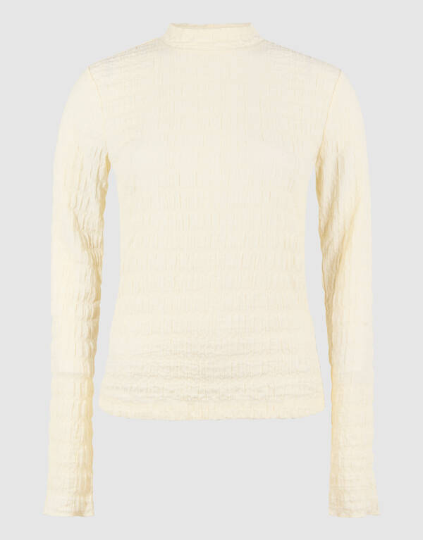 Structuur Longsleeve Top Gebroken Wit SHOEBY WOMEN