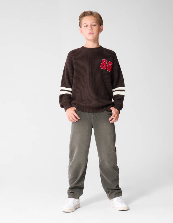 Varsity Gebreide Trui Donkerbruin SHOEBY BOYS