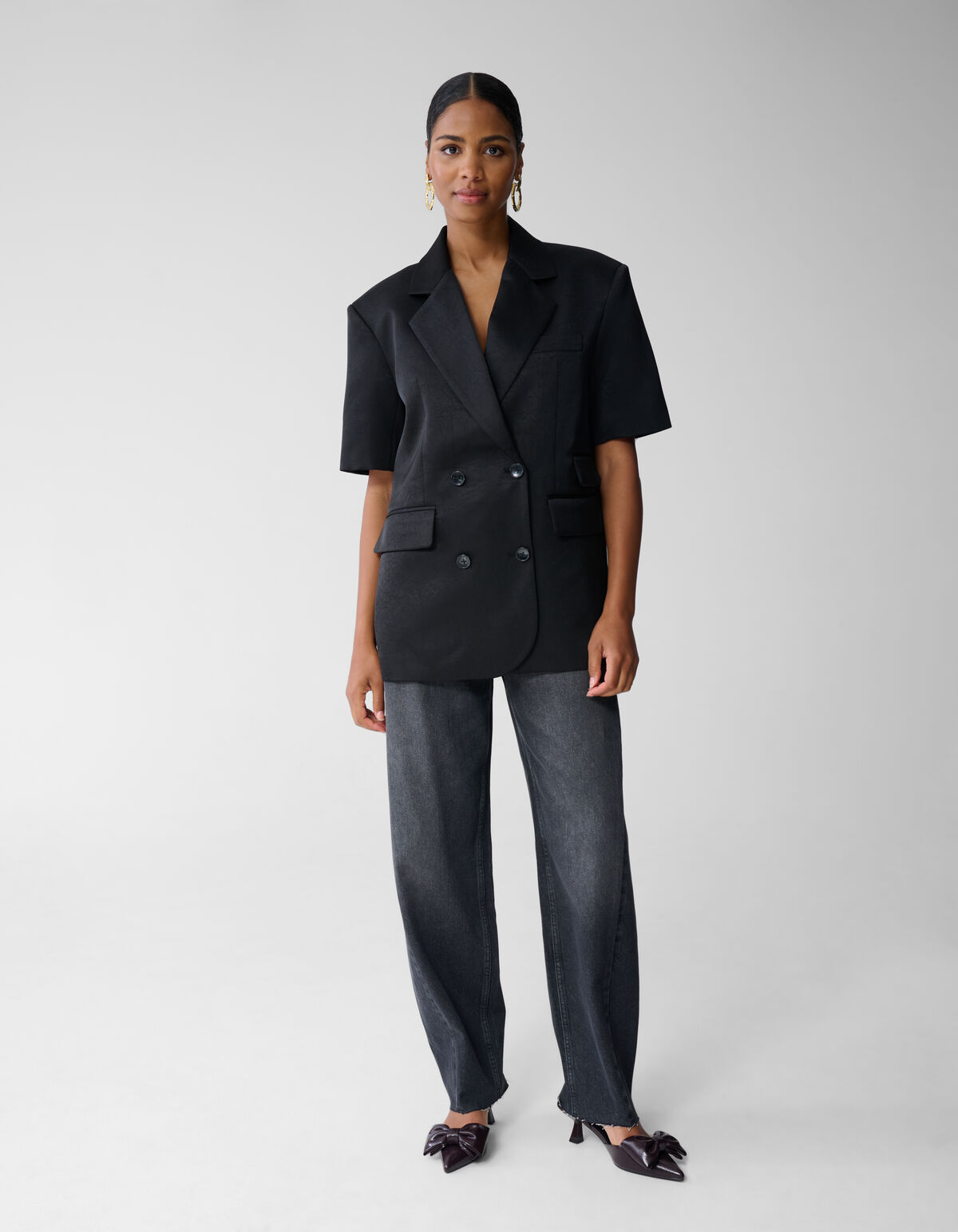 Short Sleeve Blazer Zwart SHOEBY WOMEN