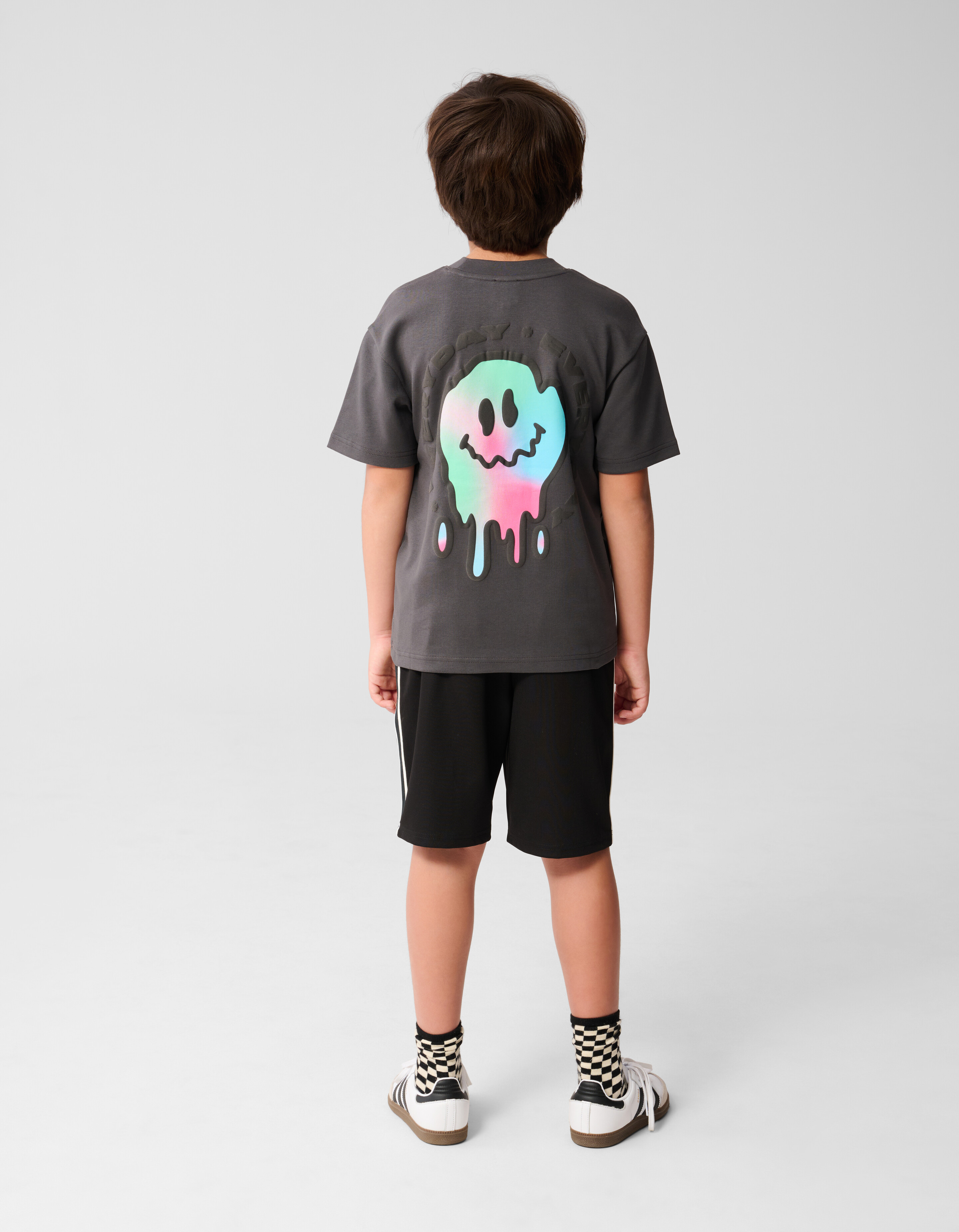 Color Smiley T-shirt Donkergrijs SHOEBY BOYS