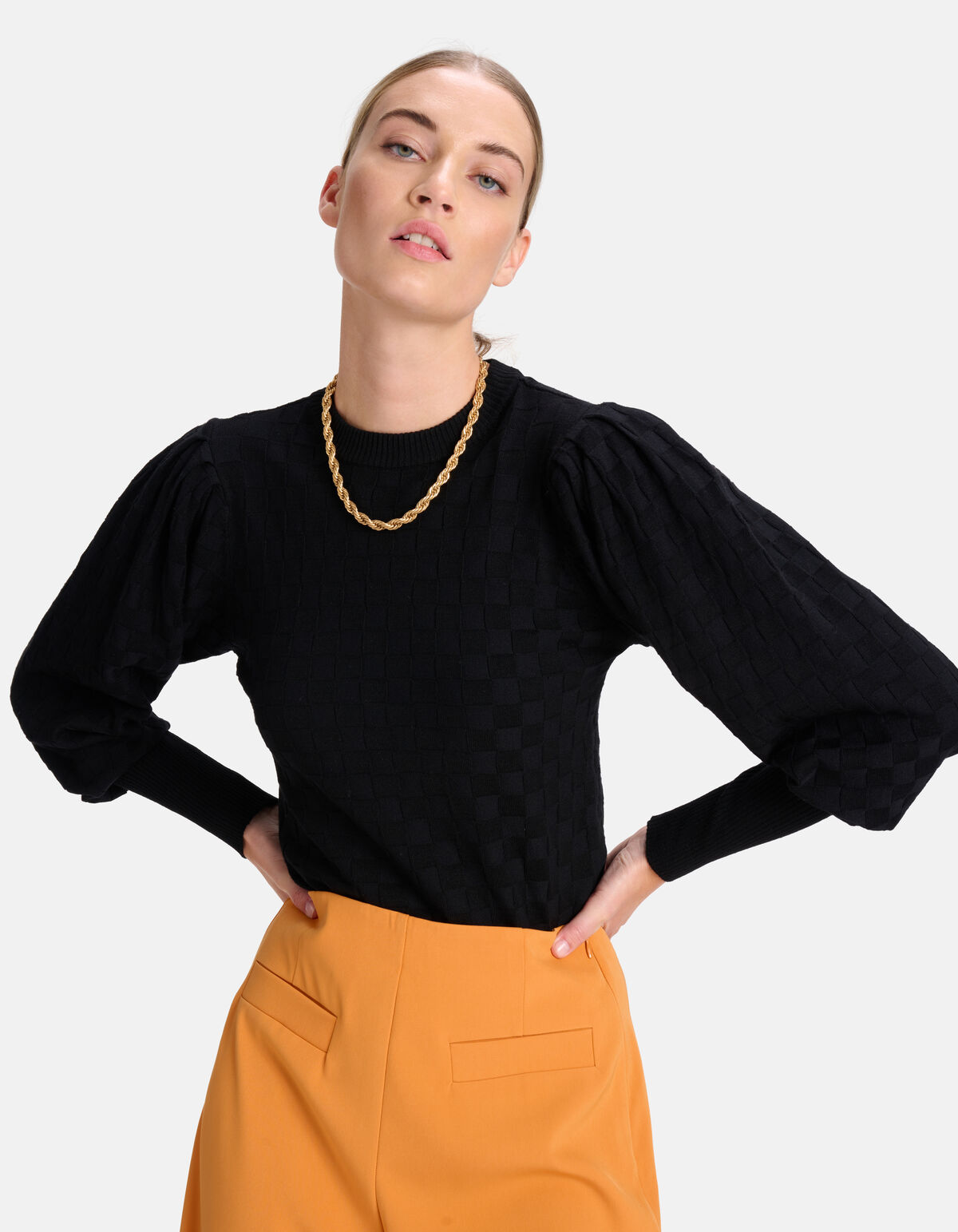 Ruiten Print Trui Zwart SHOEBY WOMEN