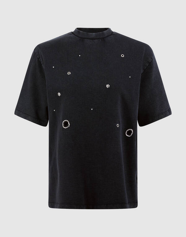Oversized Embellished T-shirt Donkergrijs SHOEBY WOMEN