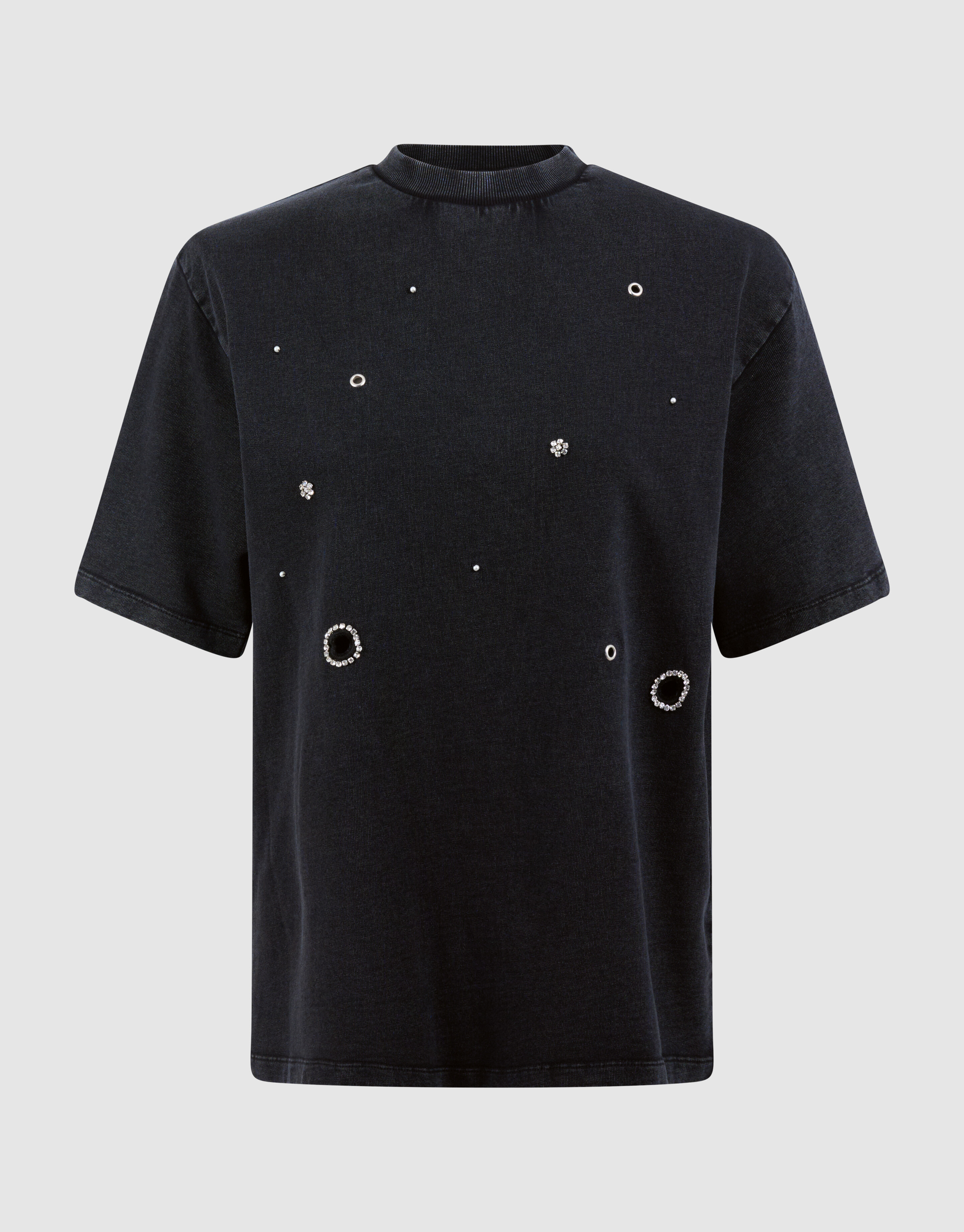 Oversized Embellished T-shirt Donkergrijs SHOEBY WOMEN