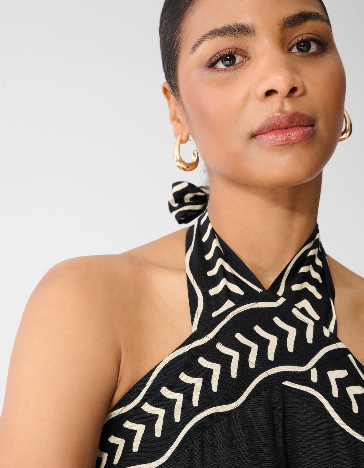 Printed Maxi Halter Jurk Zwart SHOEBY WOMEN