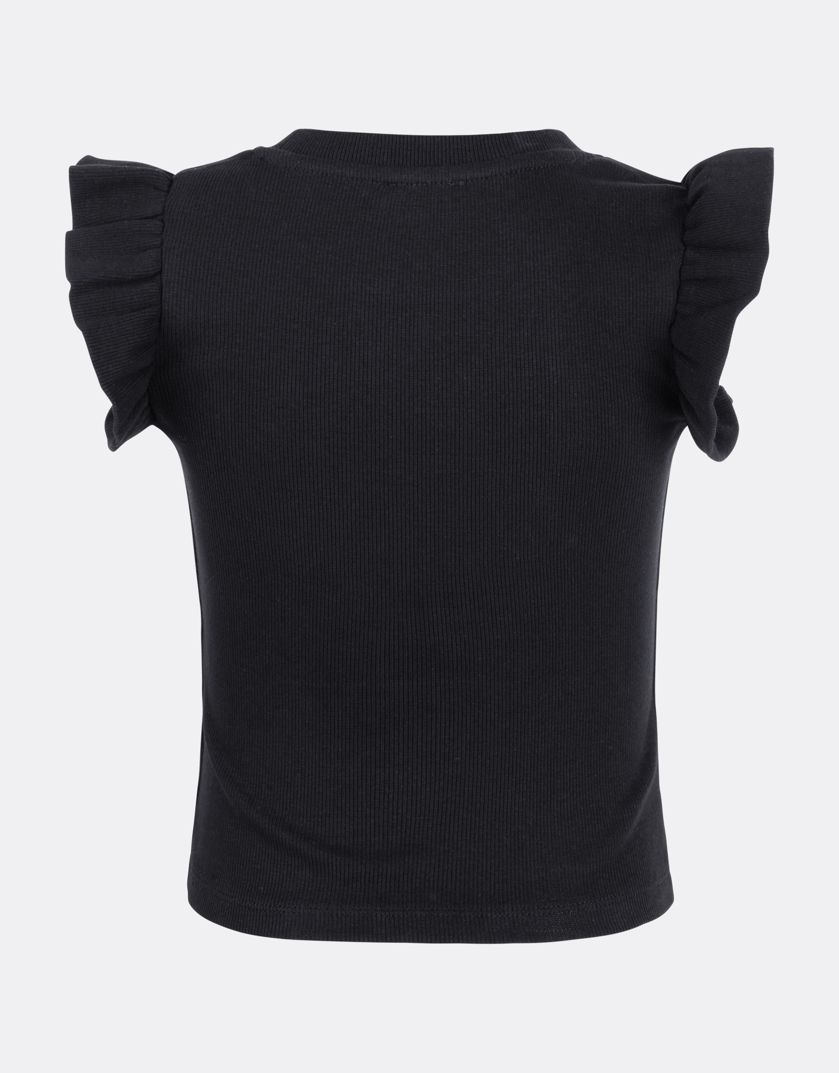 Ruffle Rib Top Zwart SHOEBY GIRLS