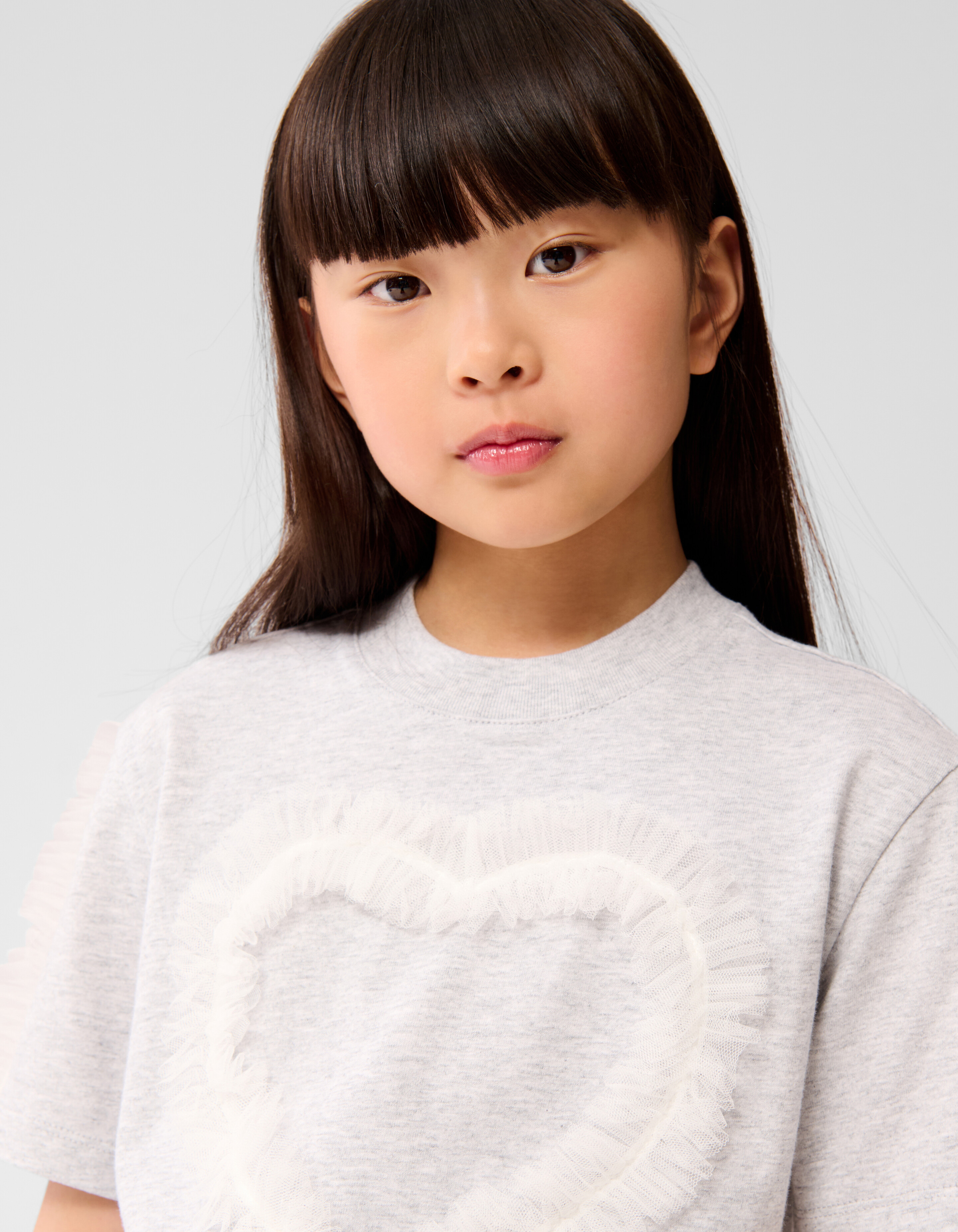 Mesh Heart T-shirt Lichtgrijs SHOEBY GIRLS