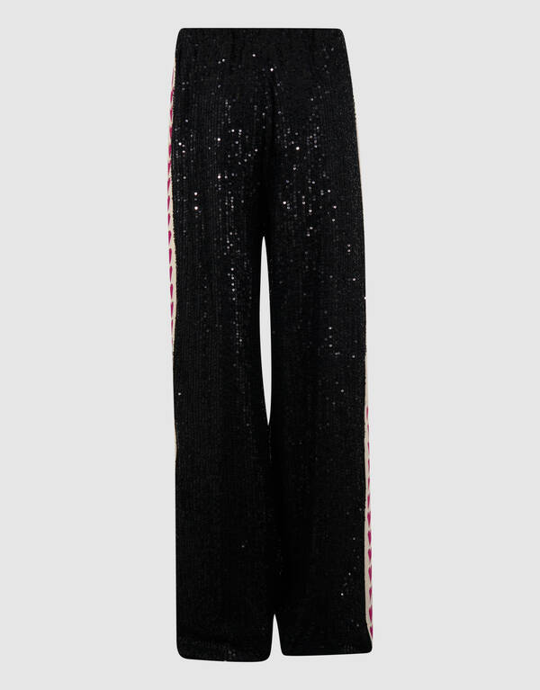 Sequin Tape Wide Leg Broek Zwart SHOEBY GIRLS