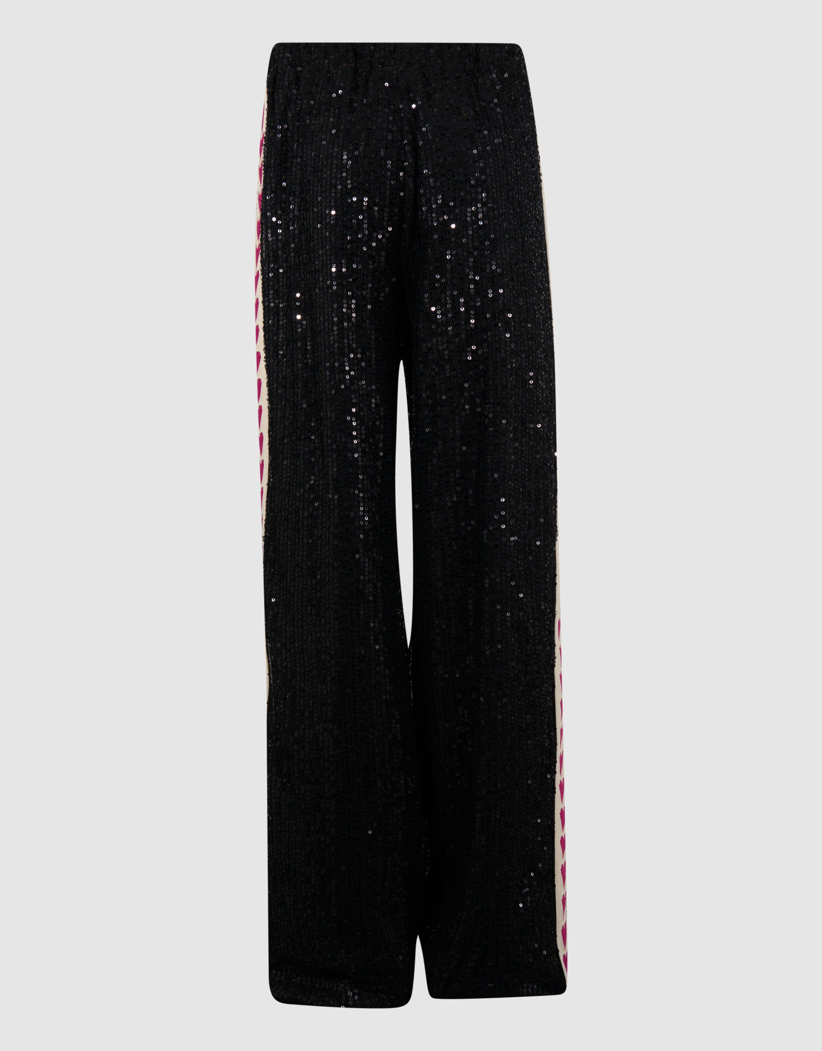 Sequin Tape Wide Leg Broek Zwart SHOEBY GIRLS