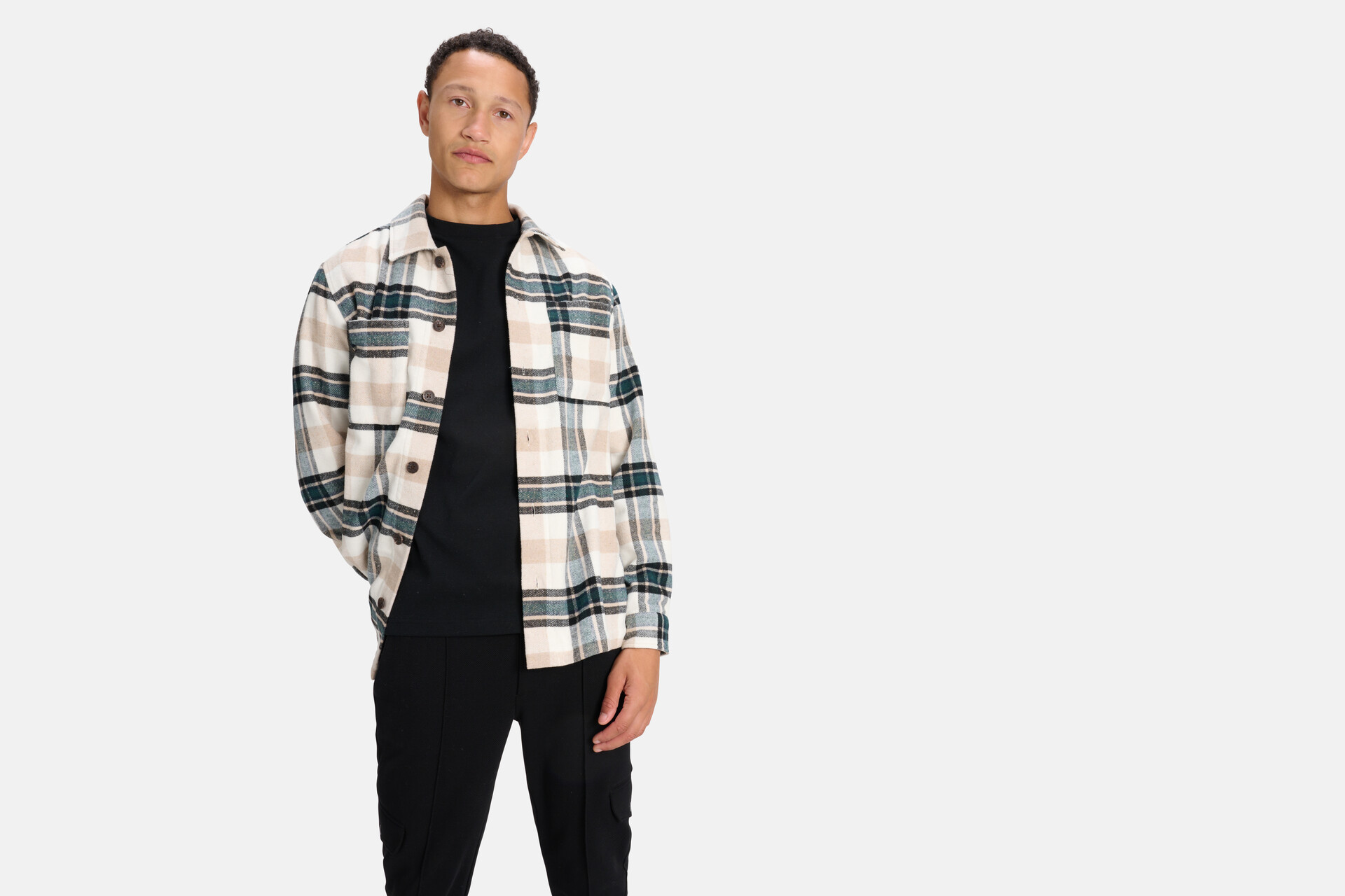Geruit Overshirt Beige SHOEBY MEN
