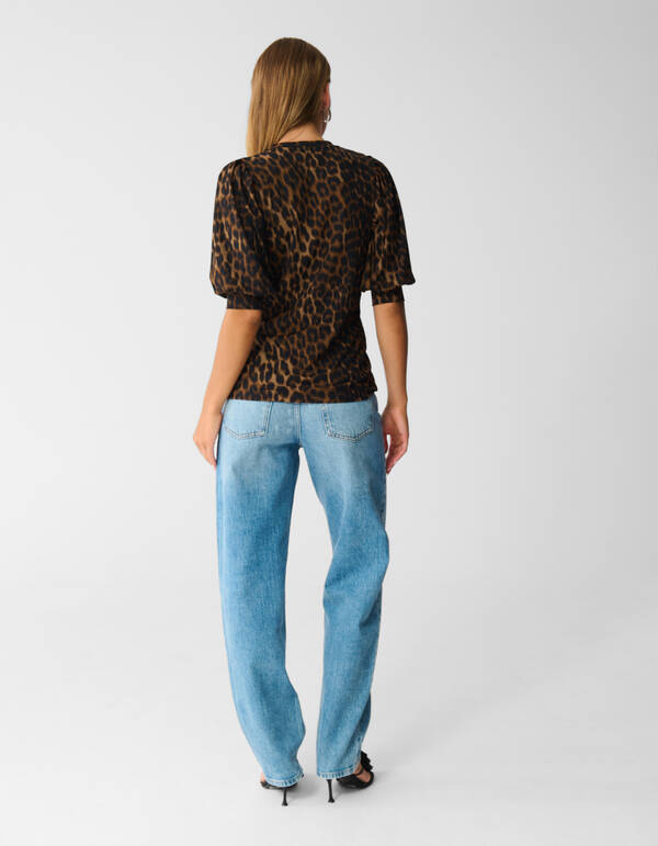 Rib Jersey Leopard Top Bruin SHOEBY WOMEN