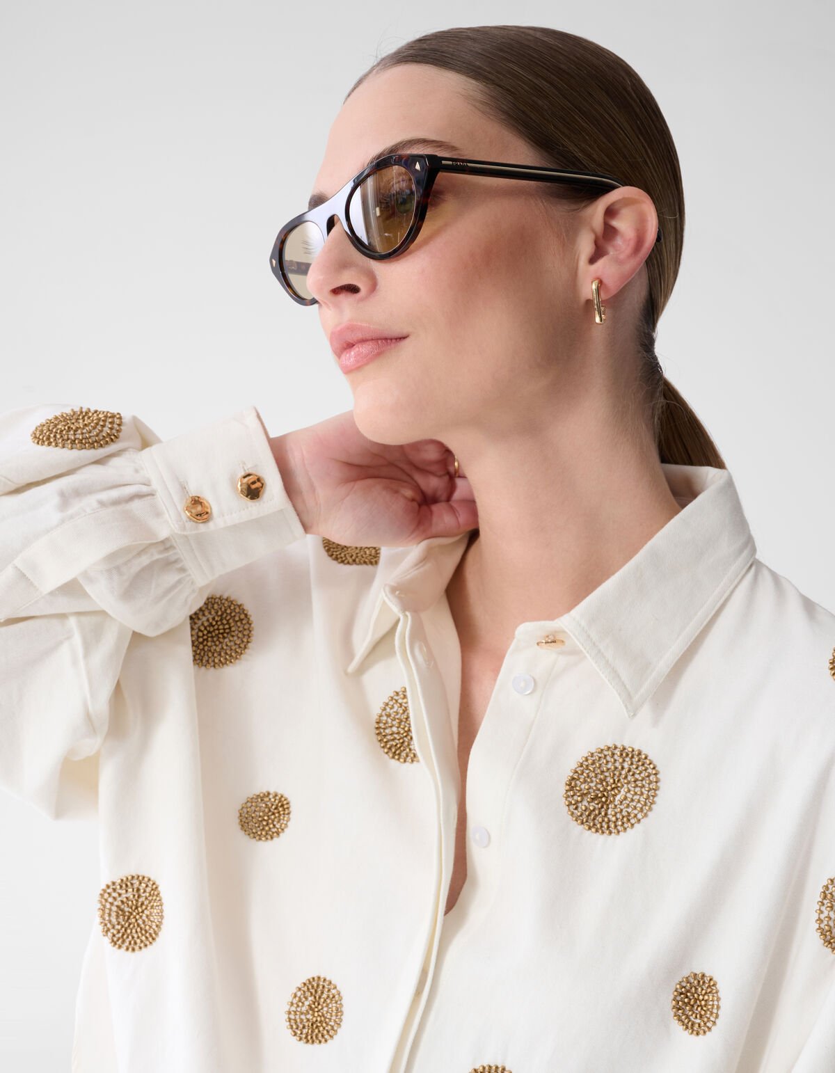 Beaded Stippen Blouse Wit By Mieke SHOEBY WOMEN