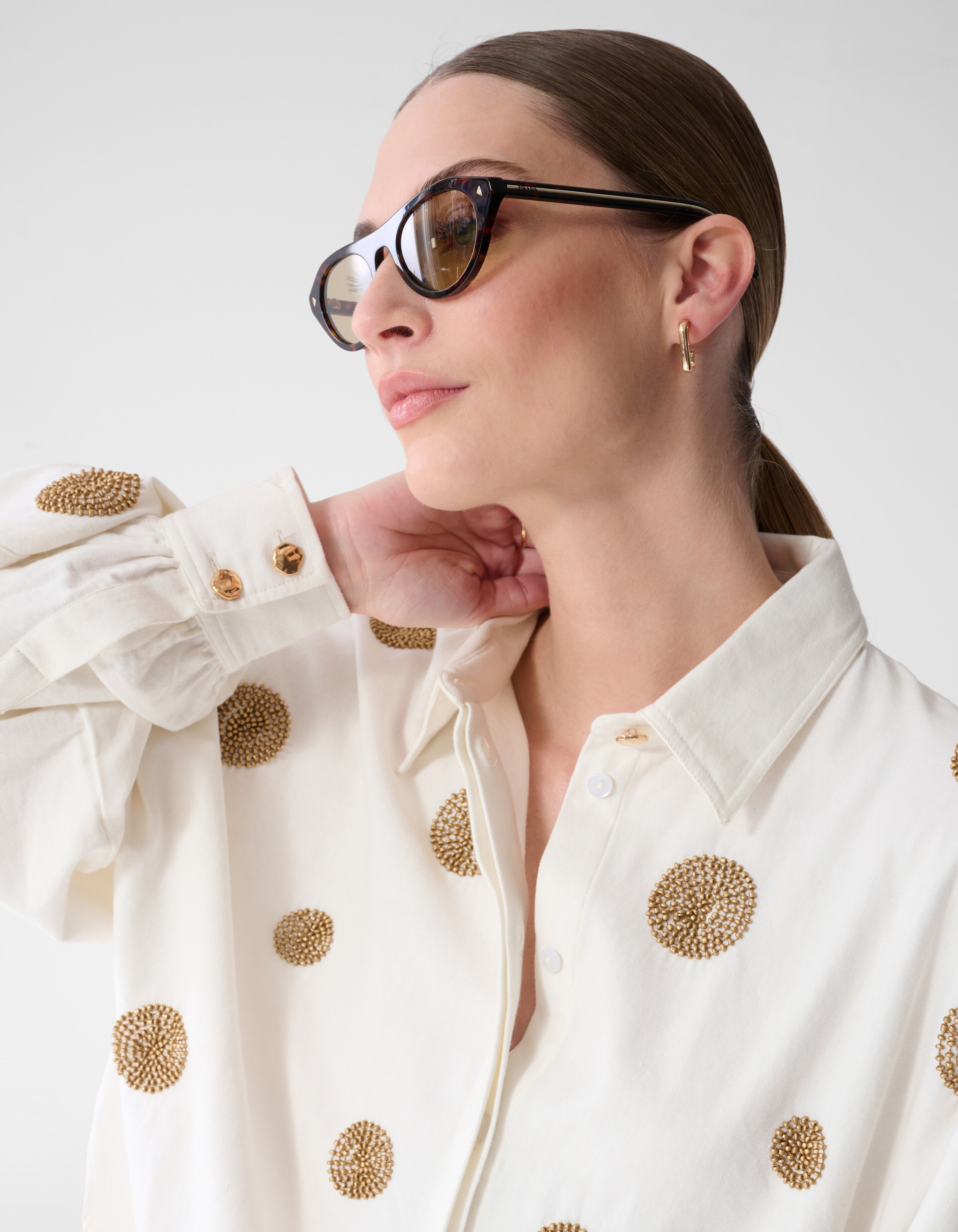 Beaded Stippen Blouse Wit By Mieke SHOEBY WOMEN