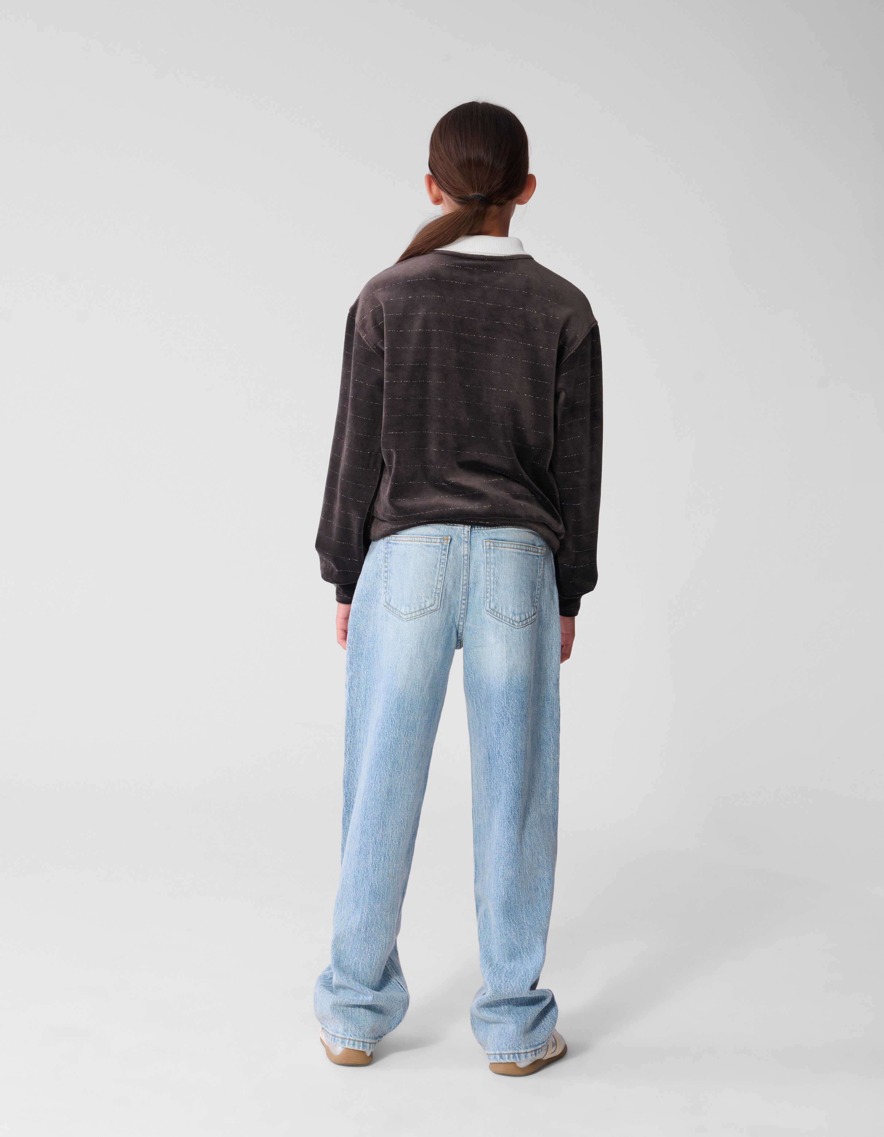 Velvet Sporty Longsleeve Top Donkerbruin SHOEBY GIRLS