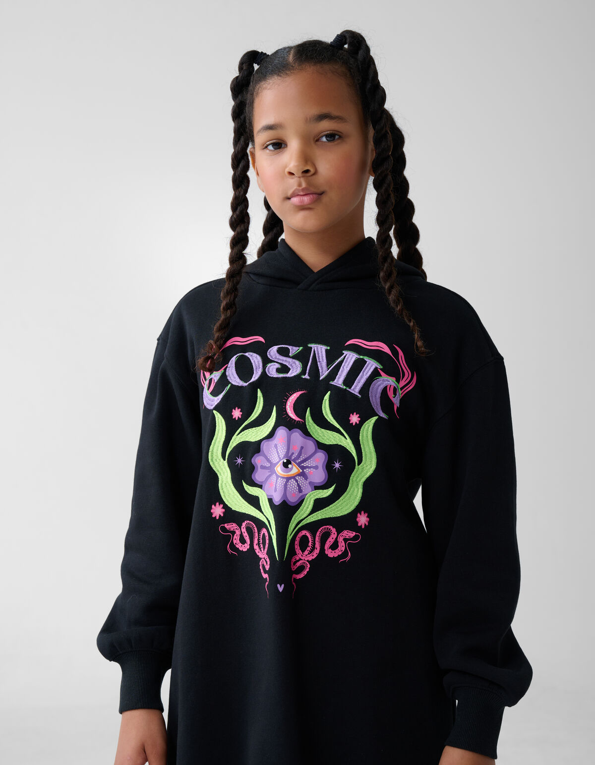 Artwork Hoodie Jurk Zwart SHOEBY GIRLS