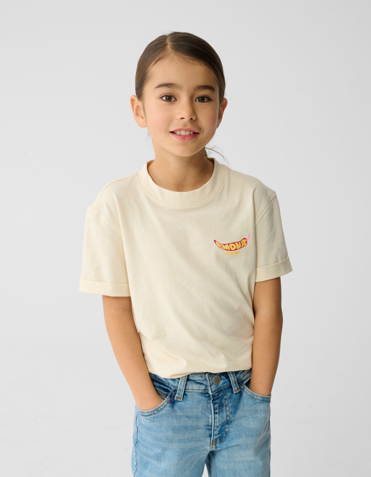 Amour Pepper Artwork T-shirt Gebroken Wit SHOEBY GIRLS