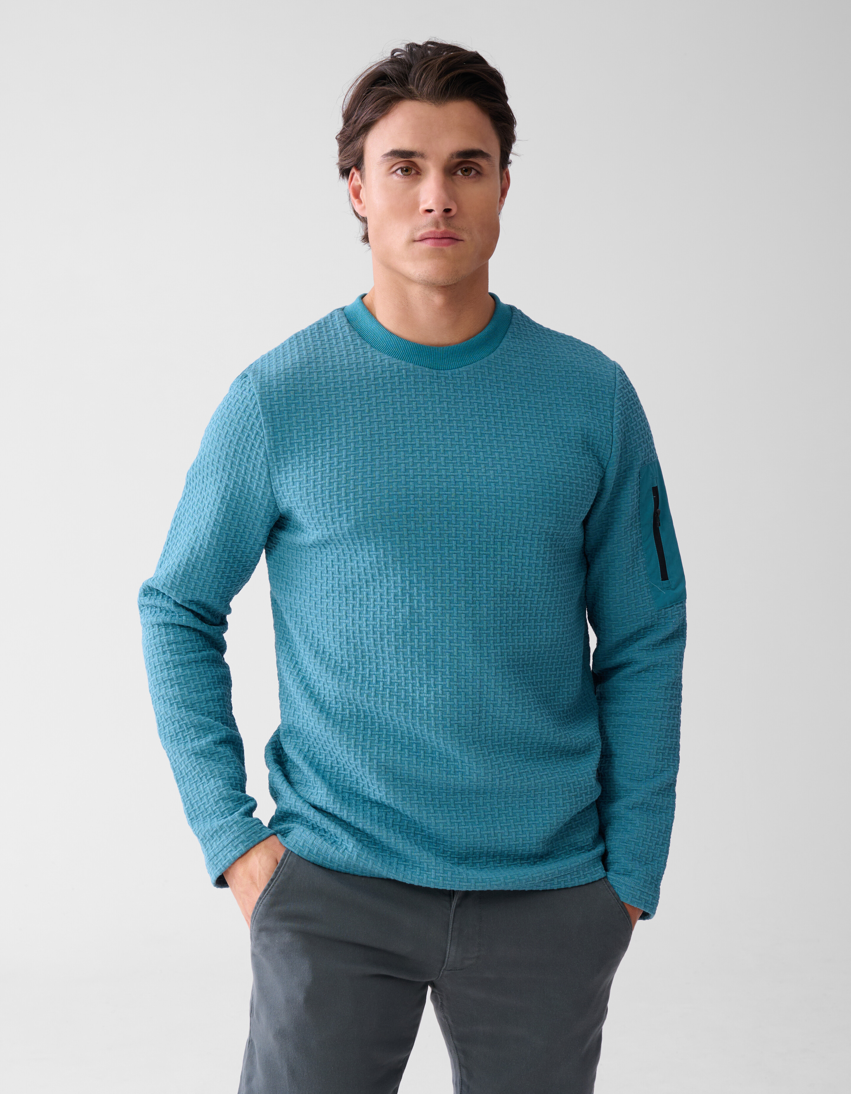 Jersey Structuur Longsleeve Blauw SHOEBY MEN