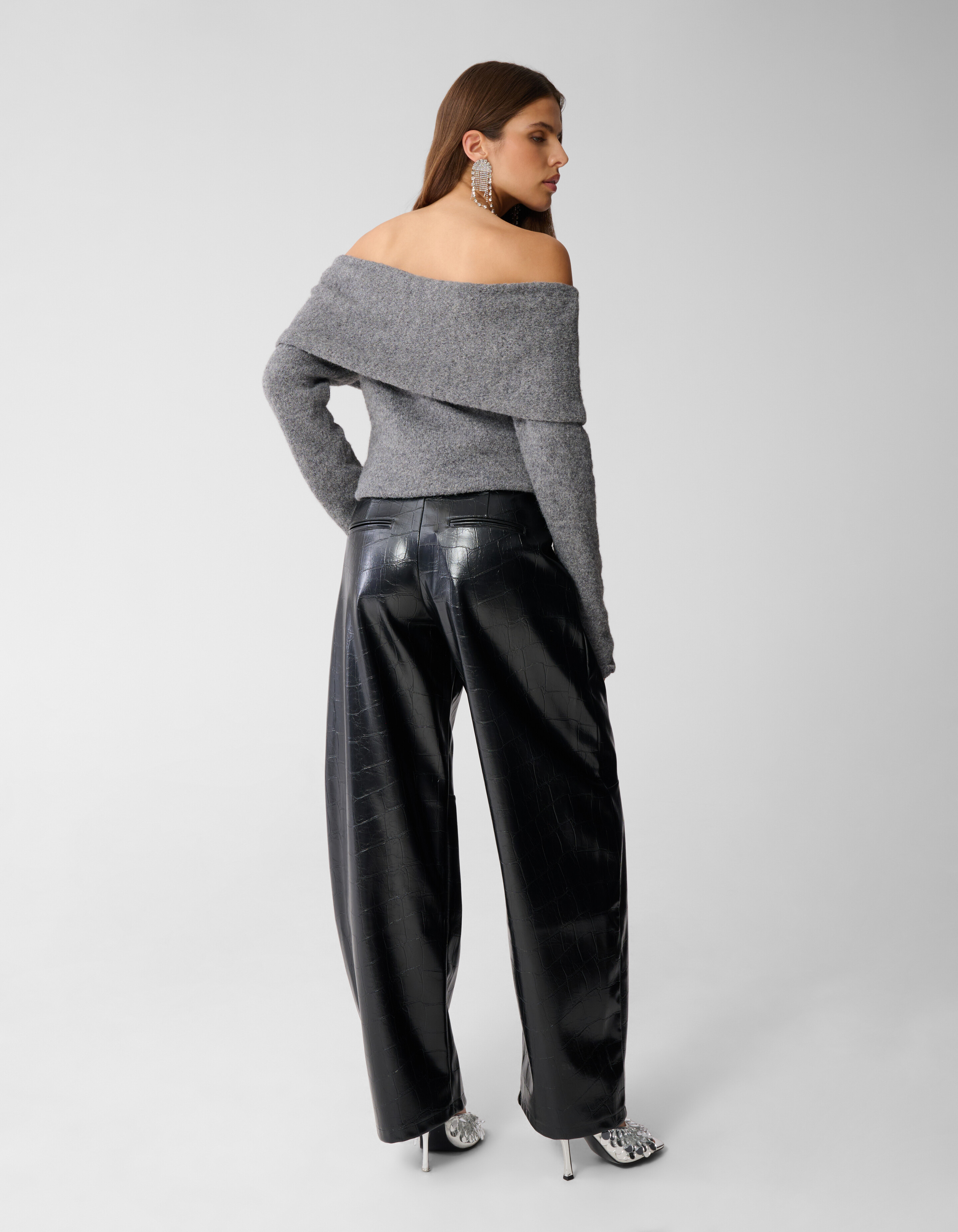 Croco Barrel Fit Broek Zwart SHOEBY WOMEN
