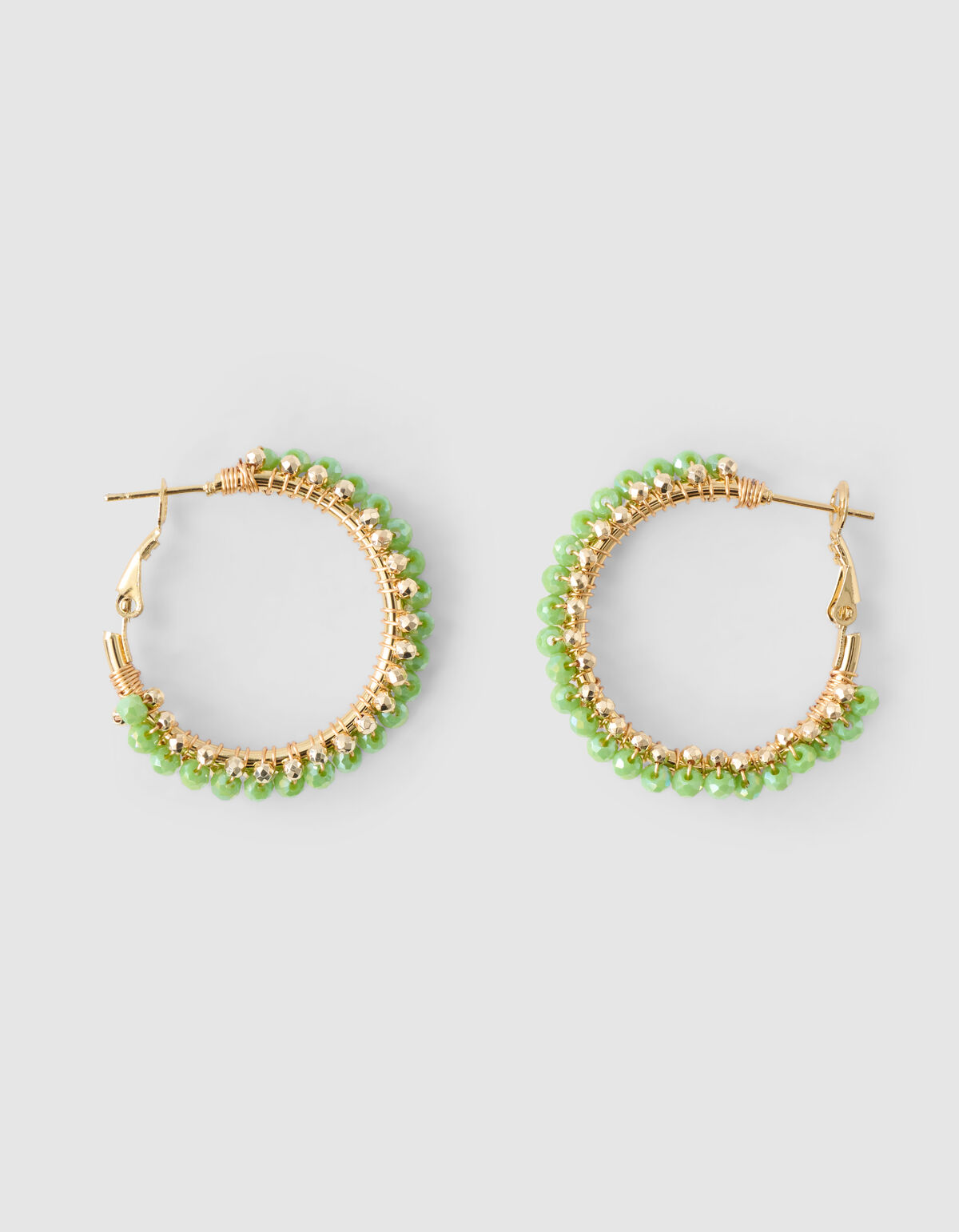 Beaded Hoop Oorbellen Groen SHOEBY ACCESSOIRES