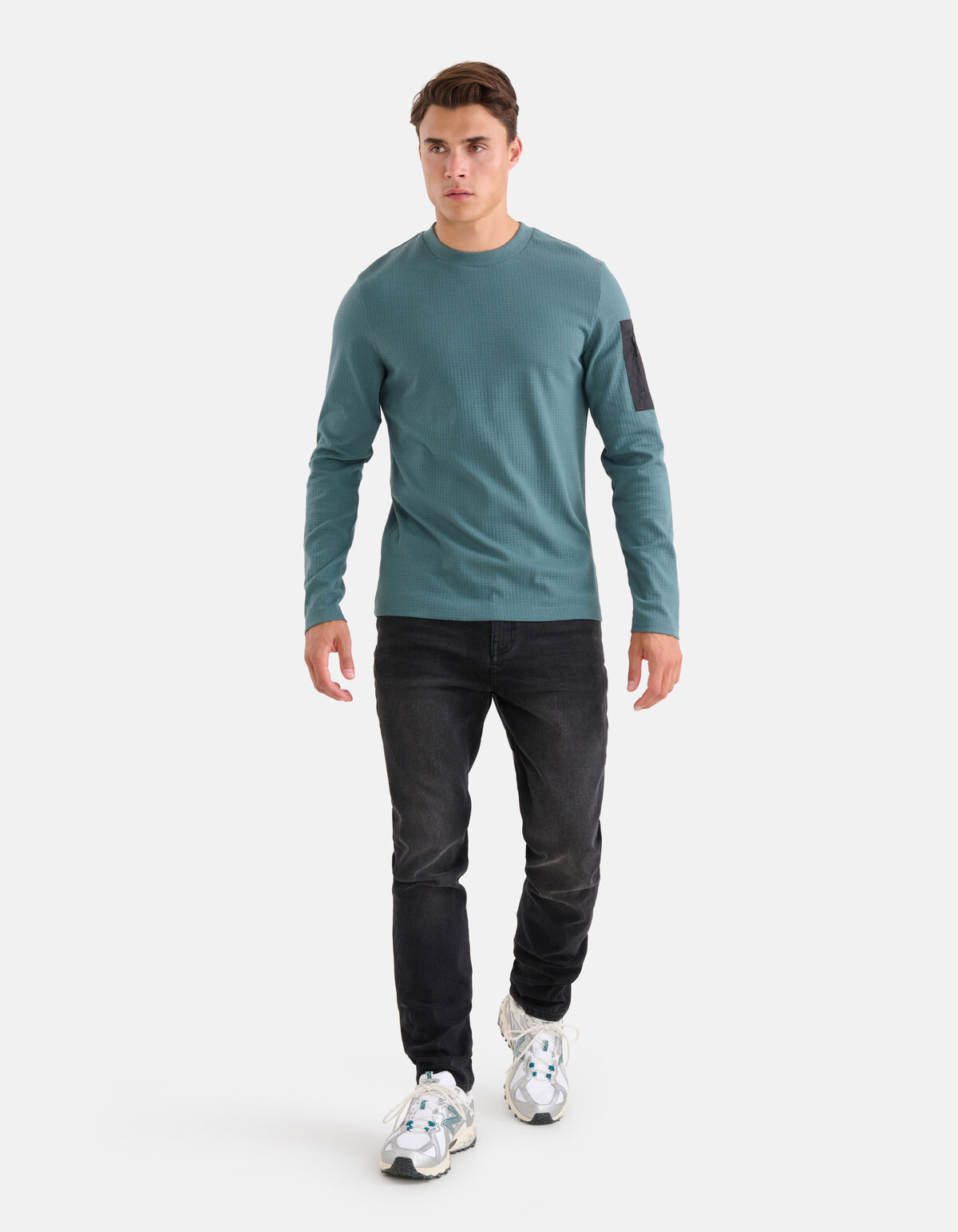 Jersey Structuur Longsleeve Blauw SHOEBY MEN