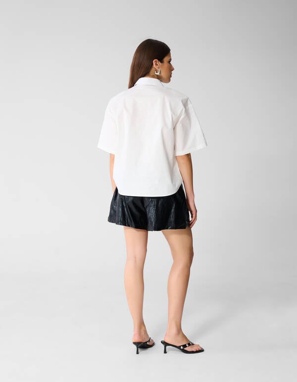 Oversized Short Sleeve Blouse Wit SHOEBY WOMEN